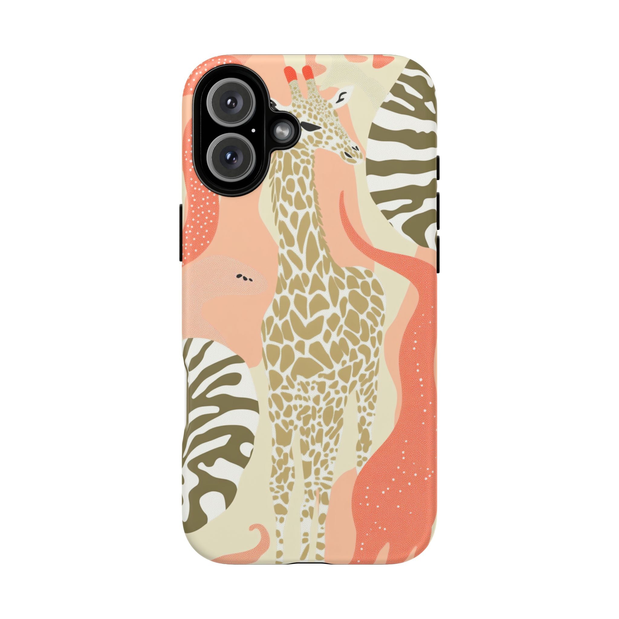 Stylish Phone Case with Giraffe and Abstract Design