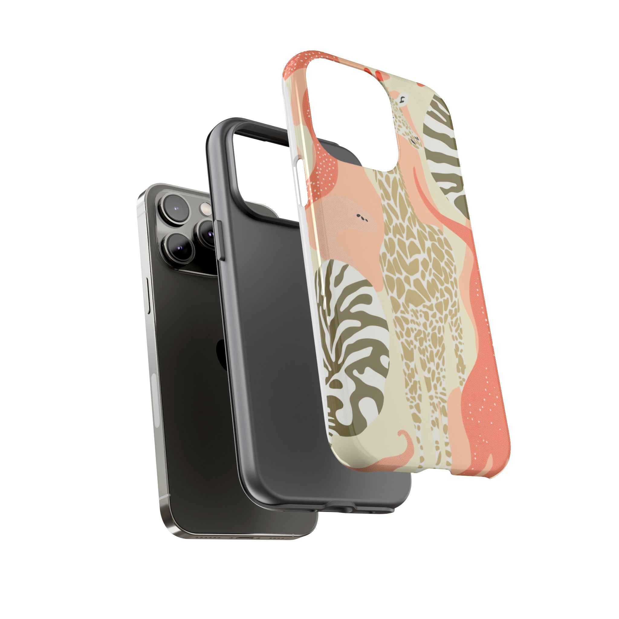 Stylish Phone Case with Giraffe and Abstract Design