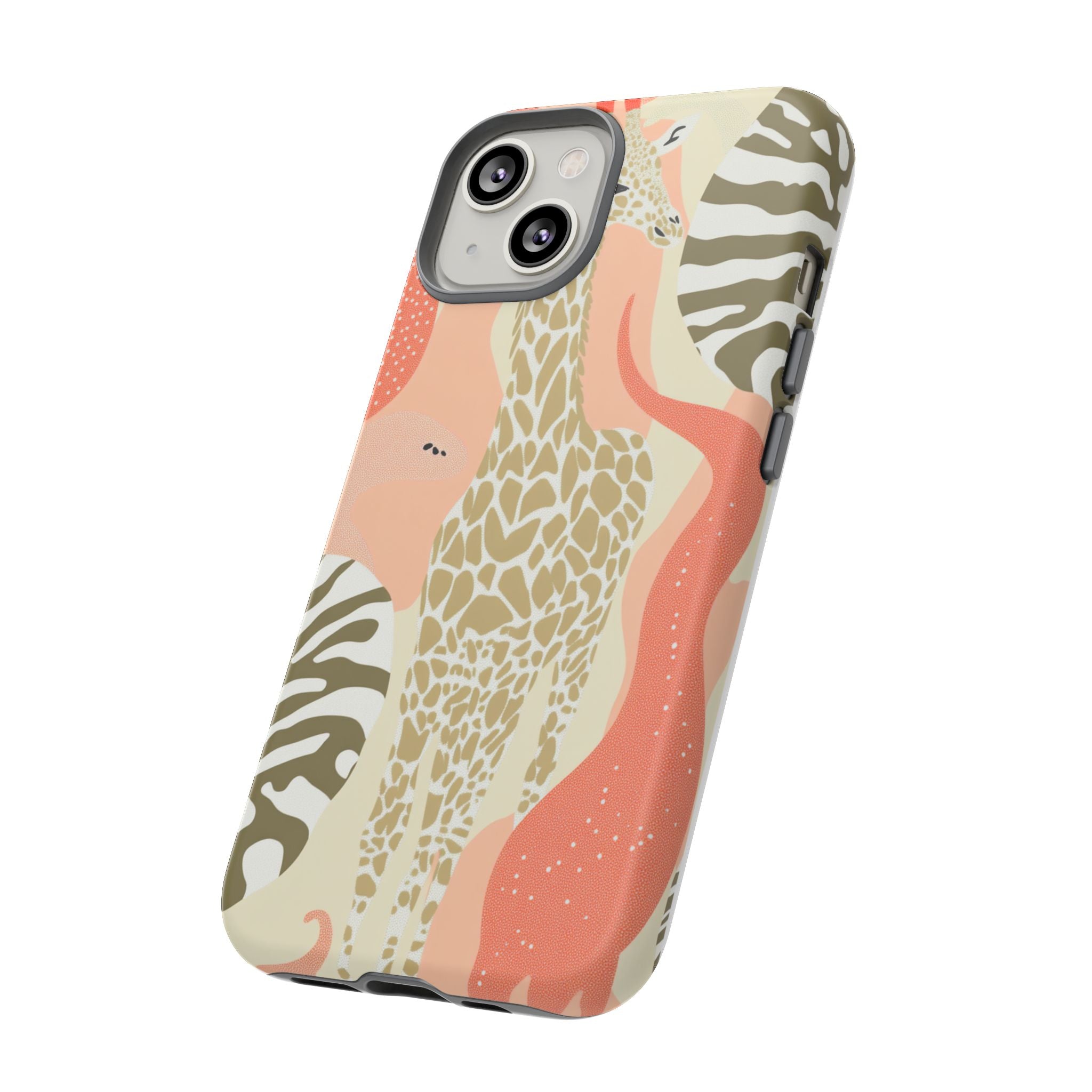 Stylish Phone Case with Giraffe and Abstract Design
