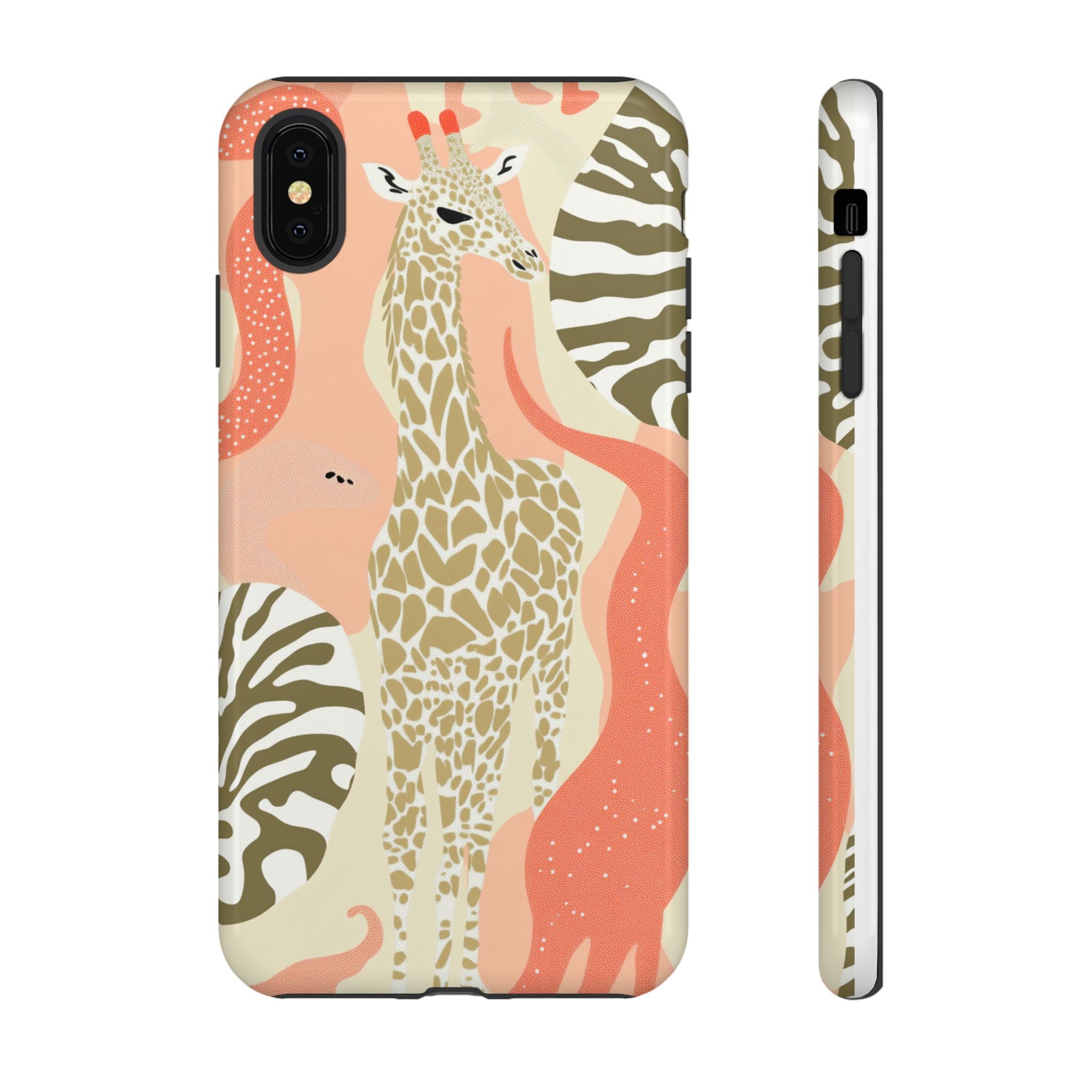 Stylish Phone Case with Giraffe and Abstract Design
