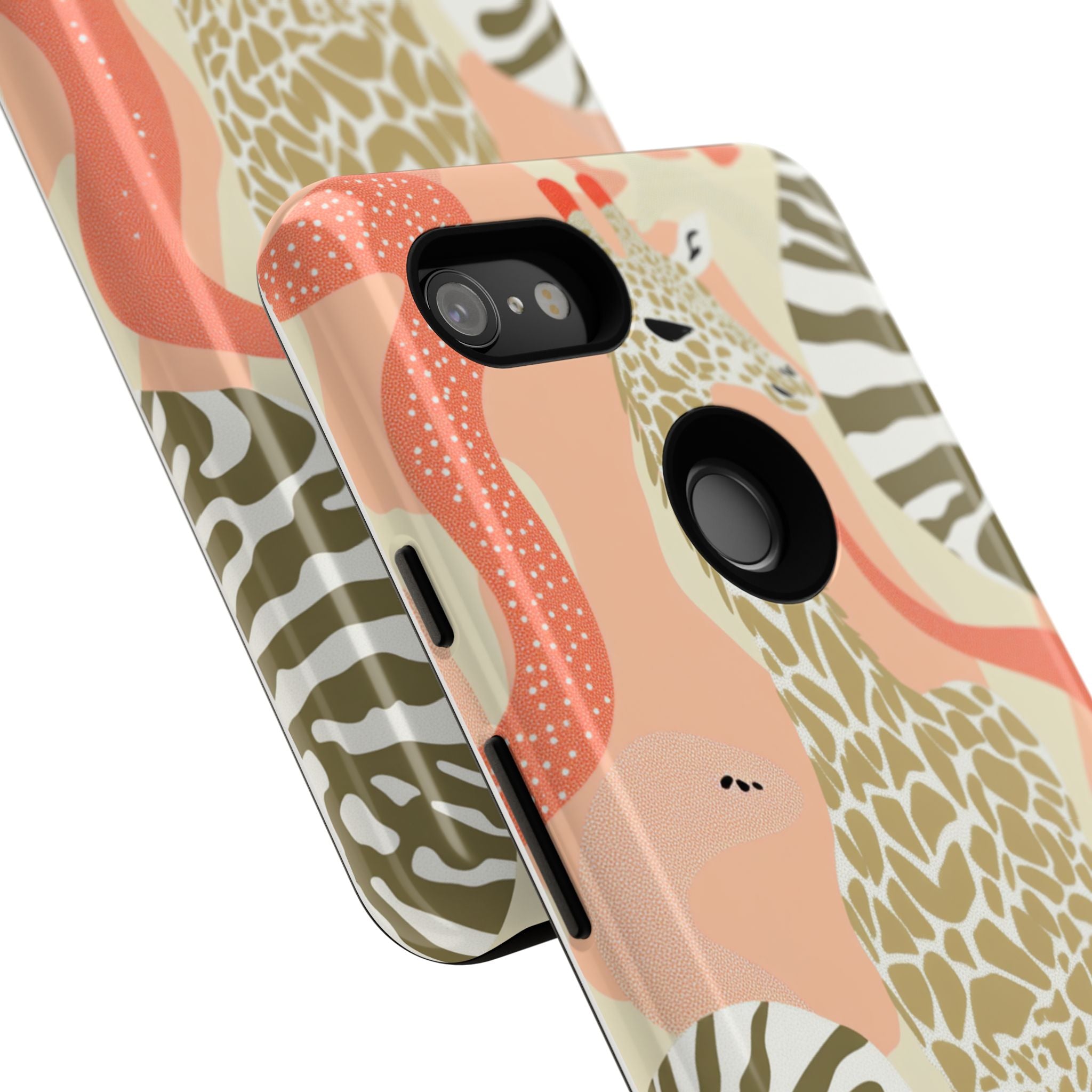 Stylish Phone Case with Giraffe and Abstract Design