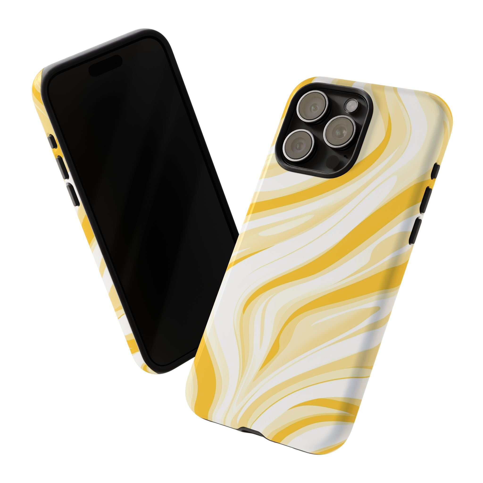 Stylish Phone Case with Yellow Marble Design
