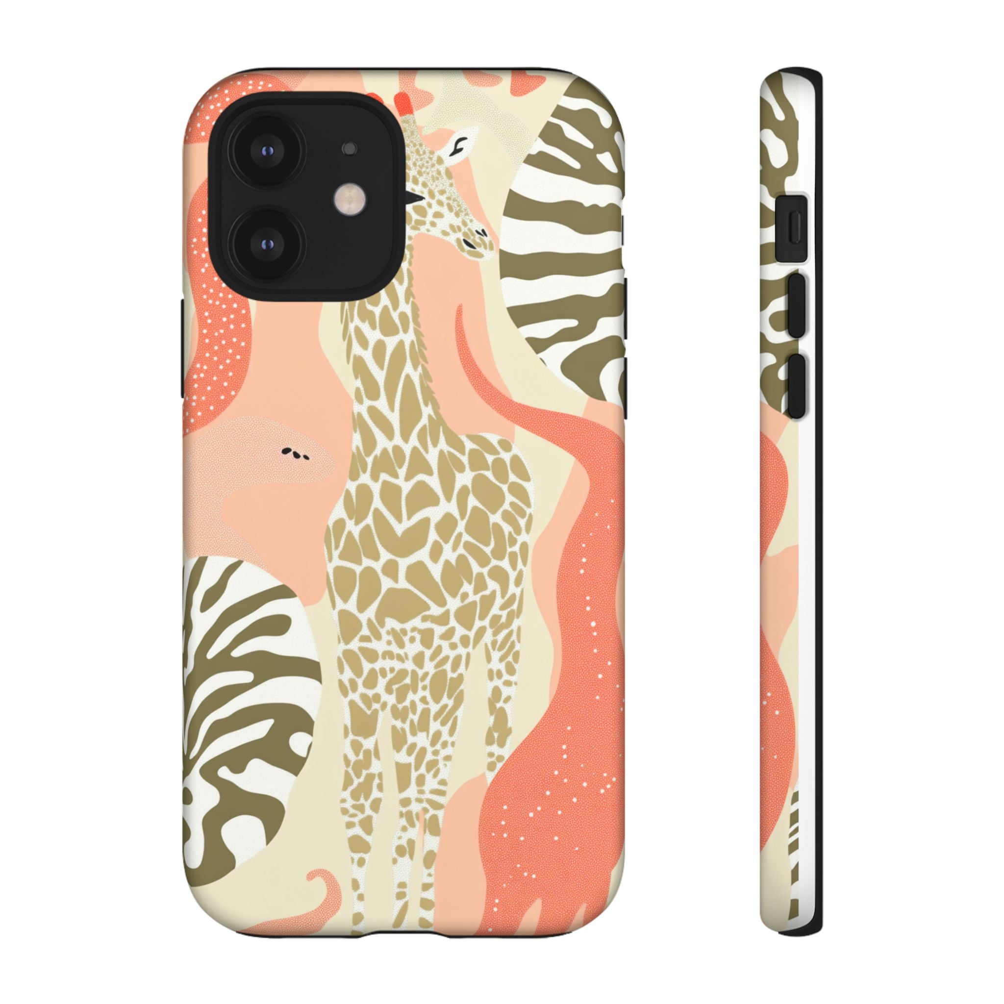 Stylish Phone Case with Giraffe and Abstract Design