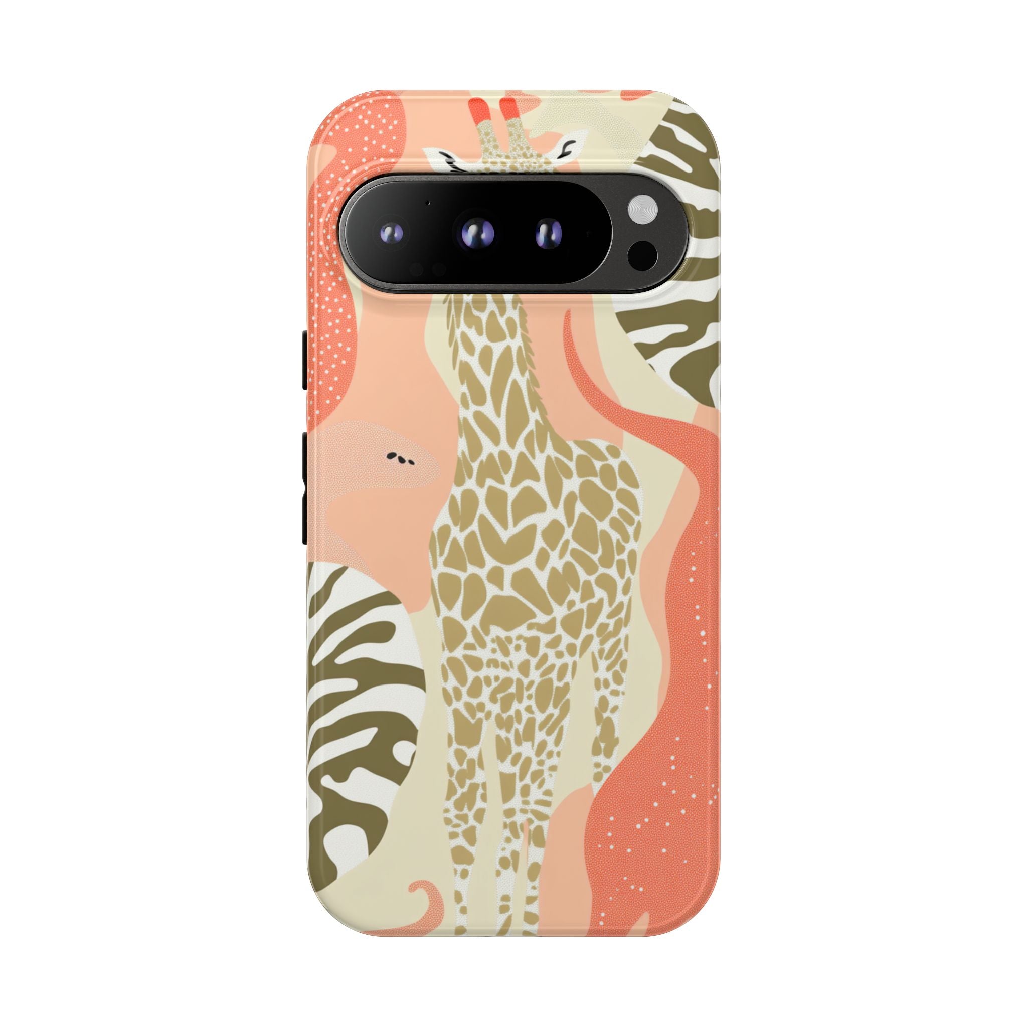 Stylish Phone Case with Giraffe and Abstract Design