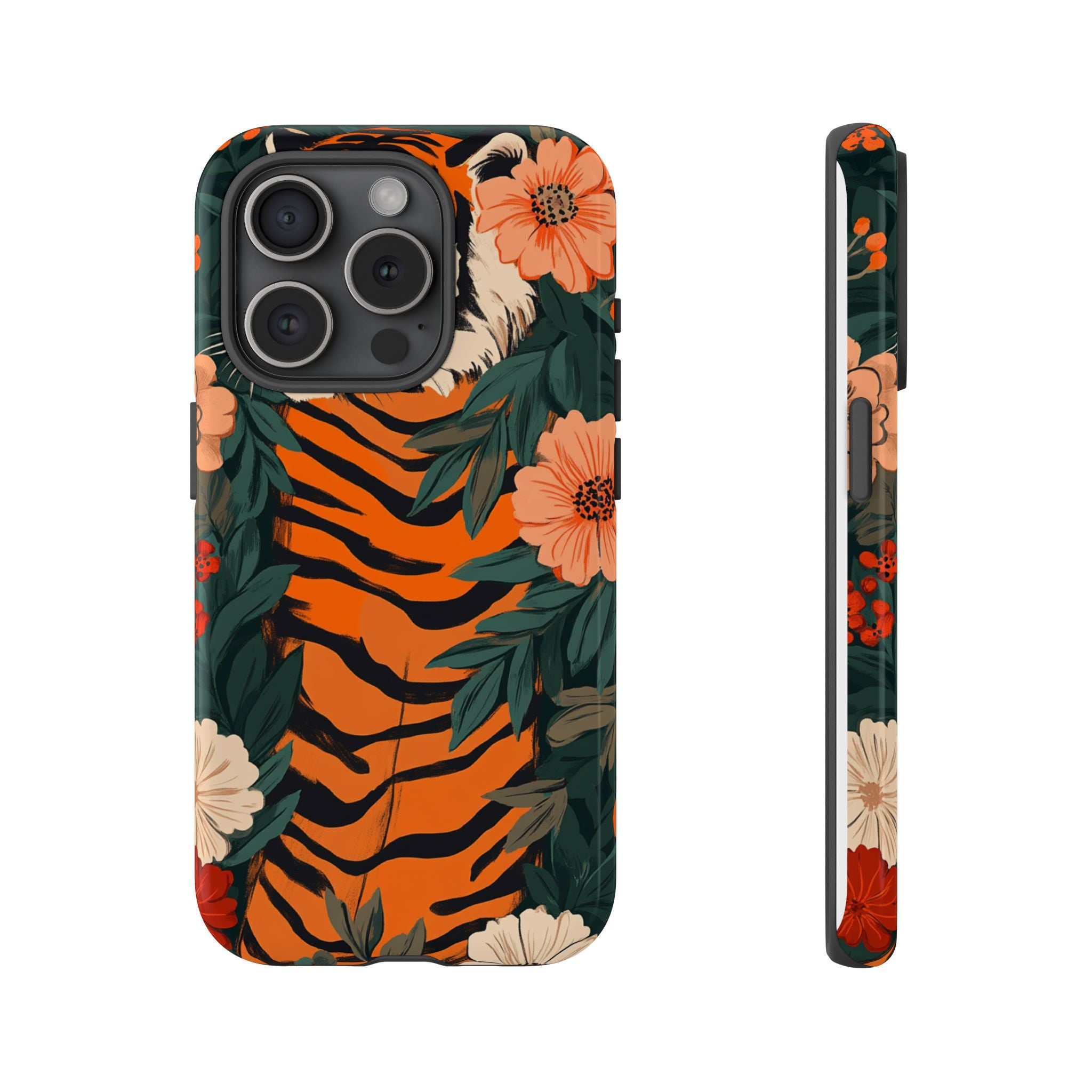 Tough Cases: Floral Tiger Phone Case