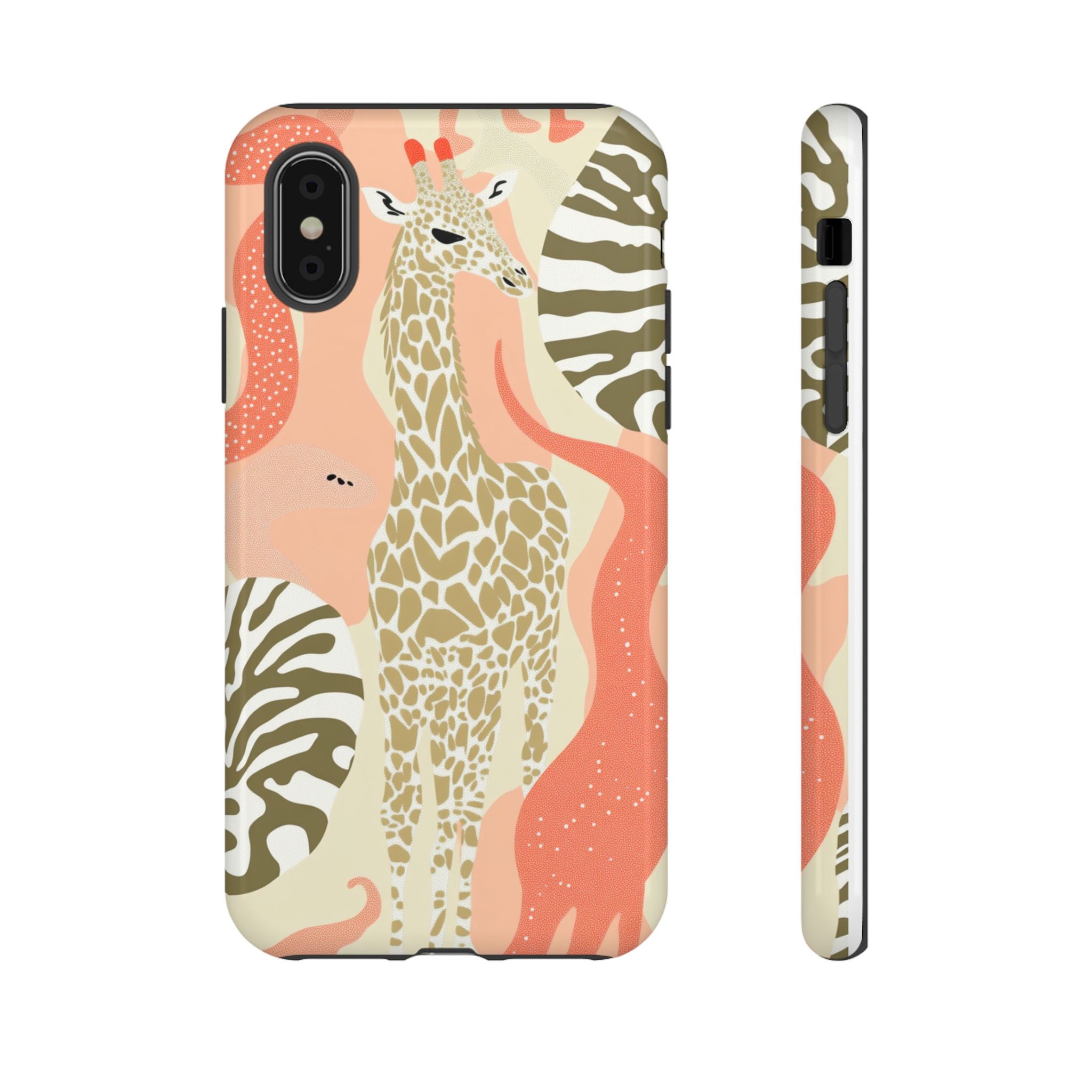 Stylish Phone Case with Giraffe and Abstract Design