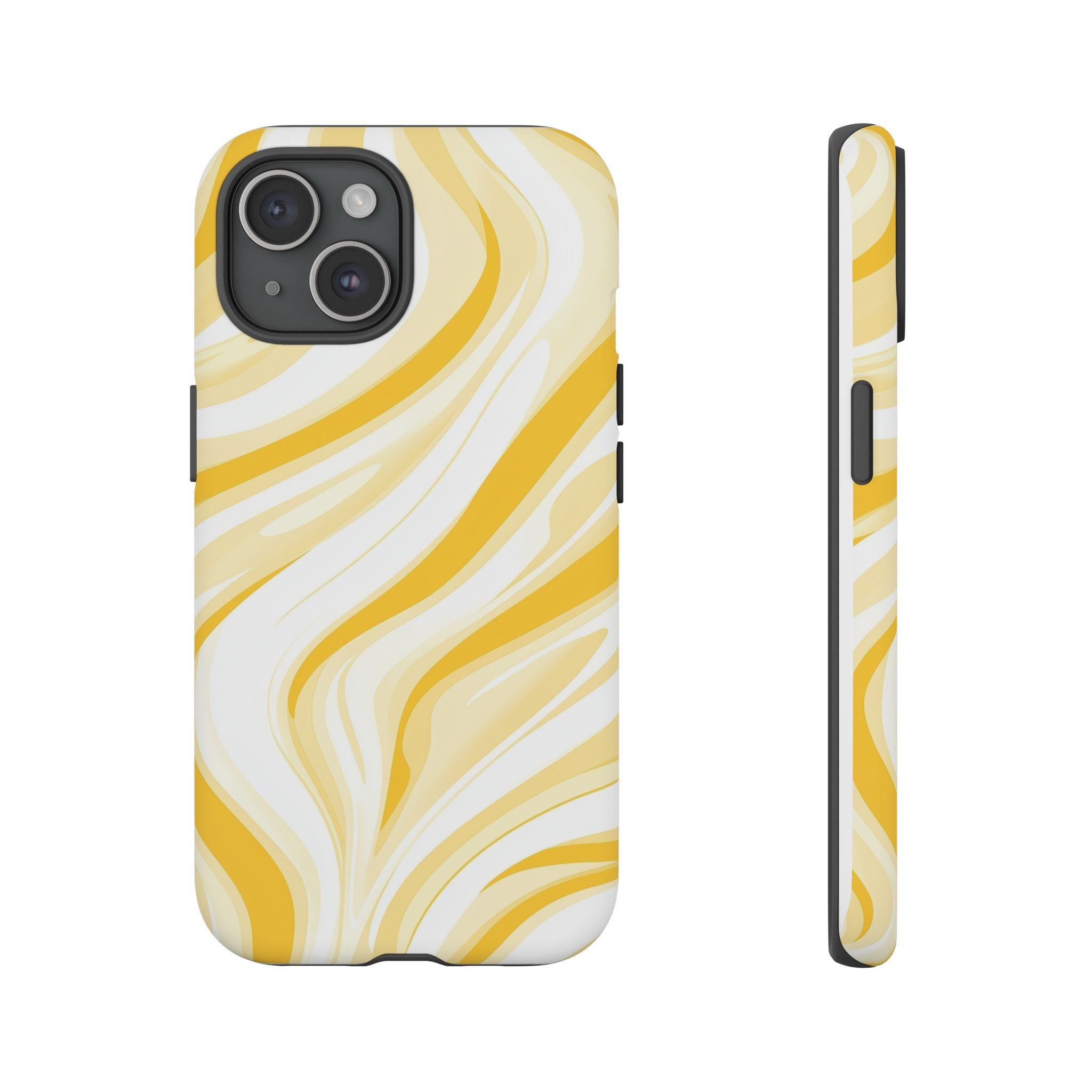 Stylish Phone Case with Yellow Marble Design