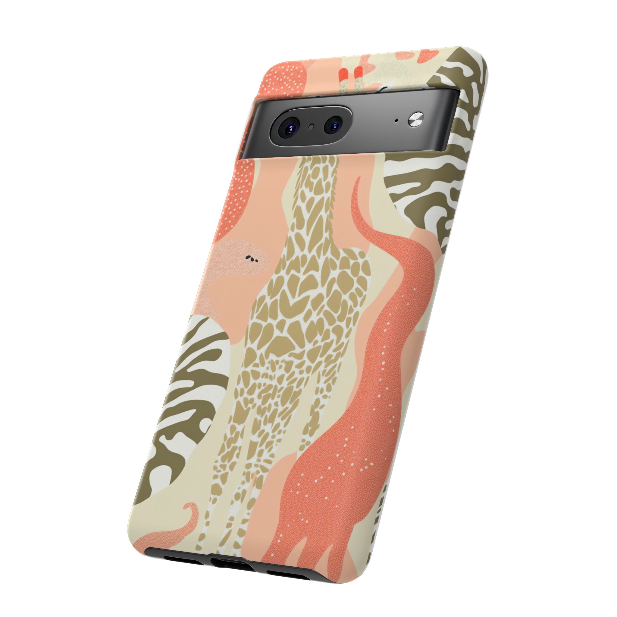 Stylish Phone Case with Giraffe and Abstract Design