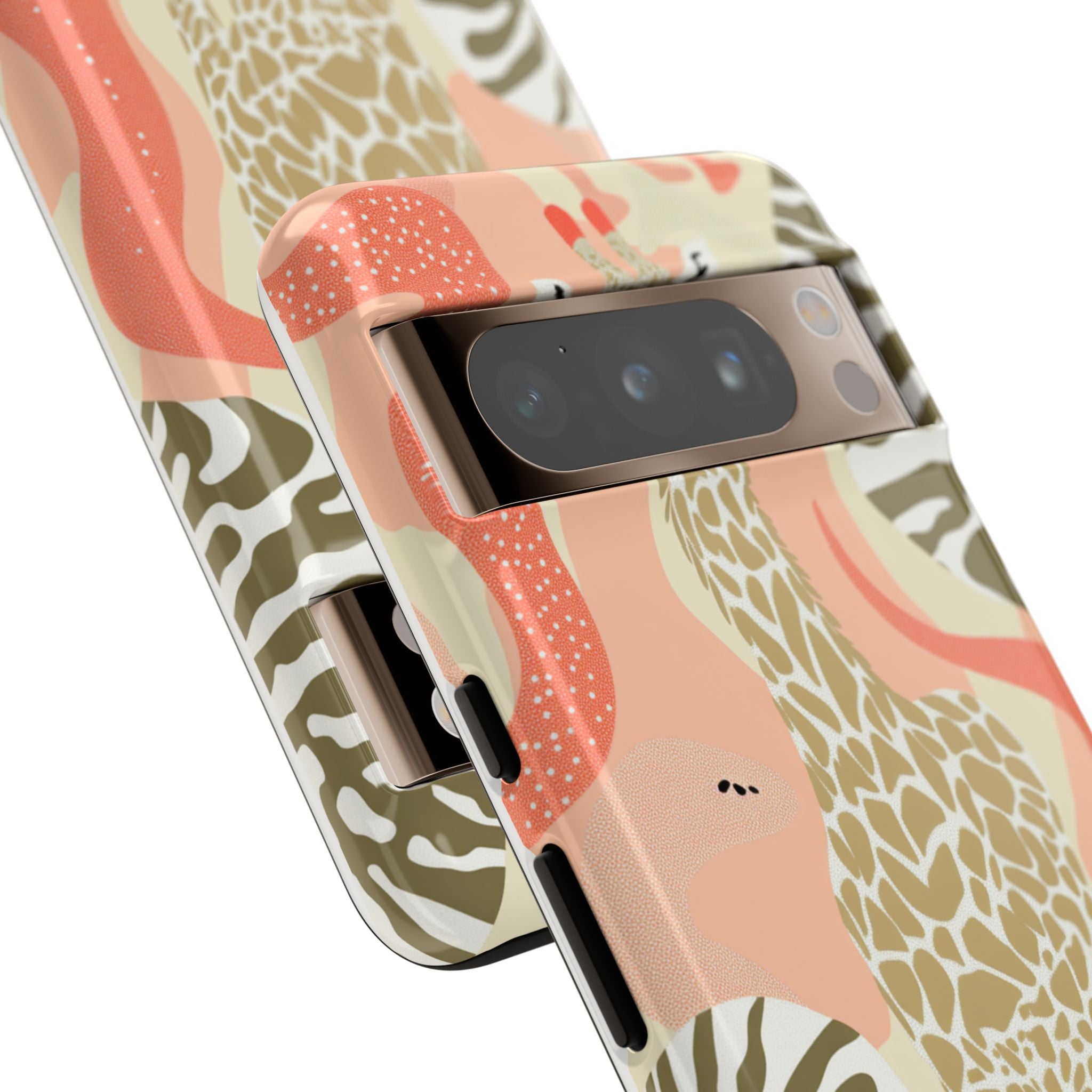 Stylish Phone Case with Giraffe and Abstract Design