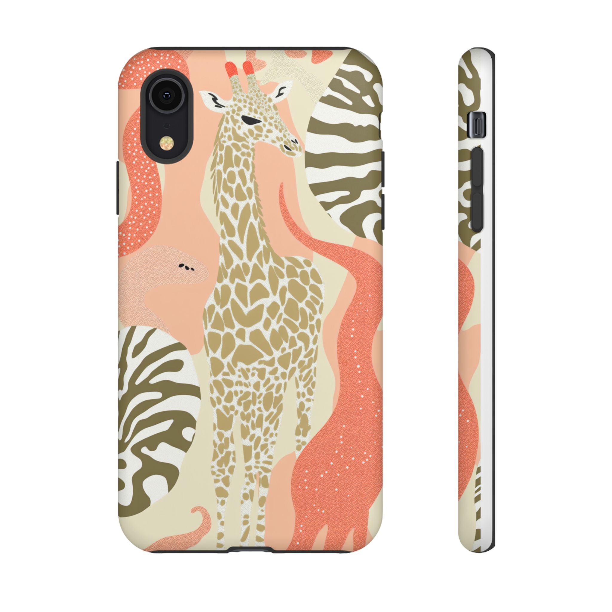 Stylish Phone Case with Giraffe and Abstract Design