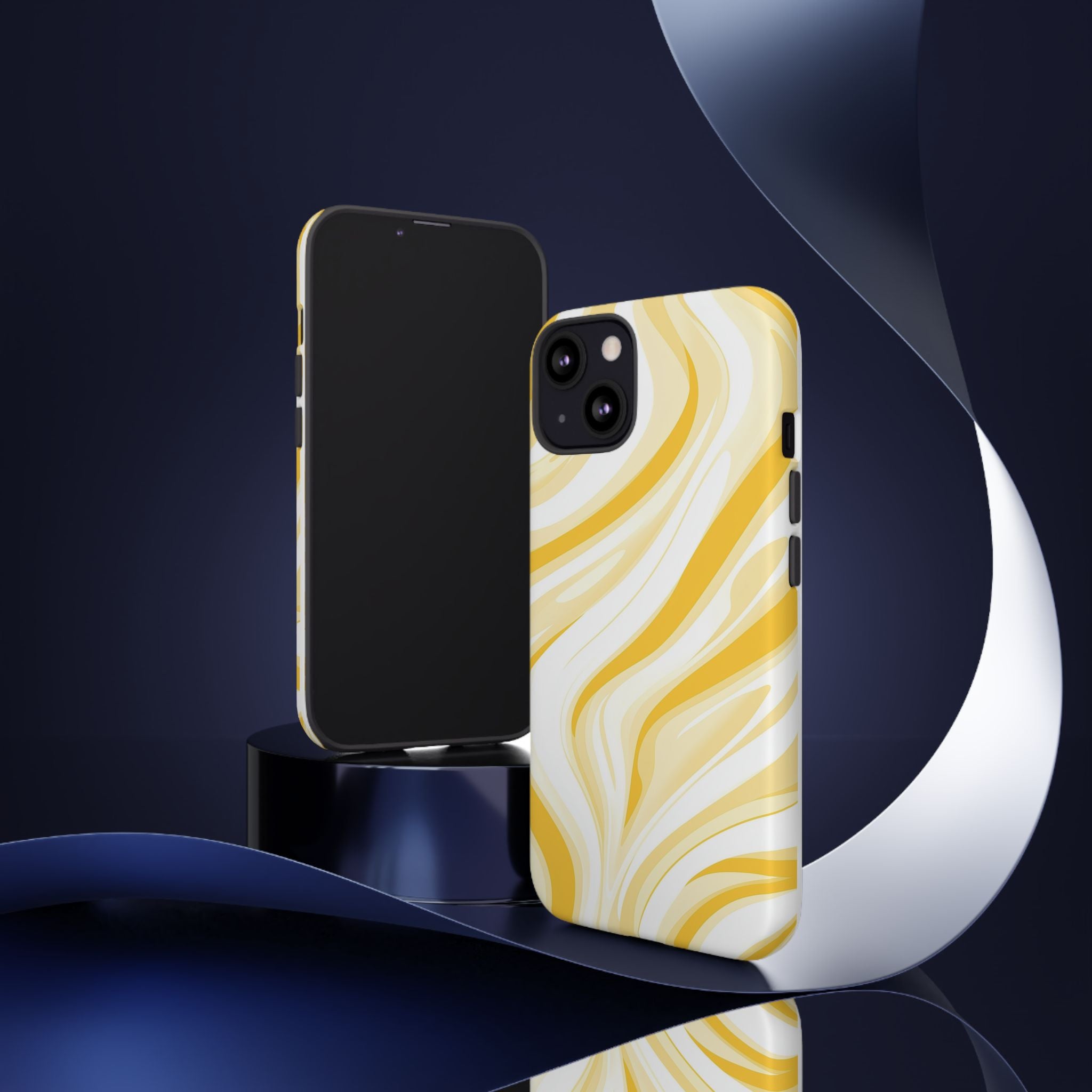 Stylish Phone Case with Yellow Marble Design