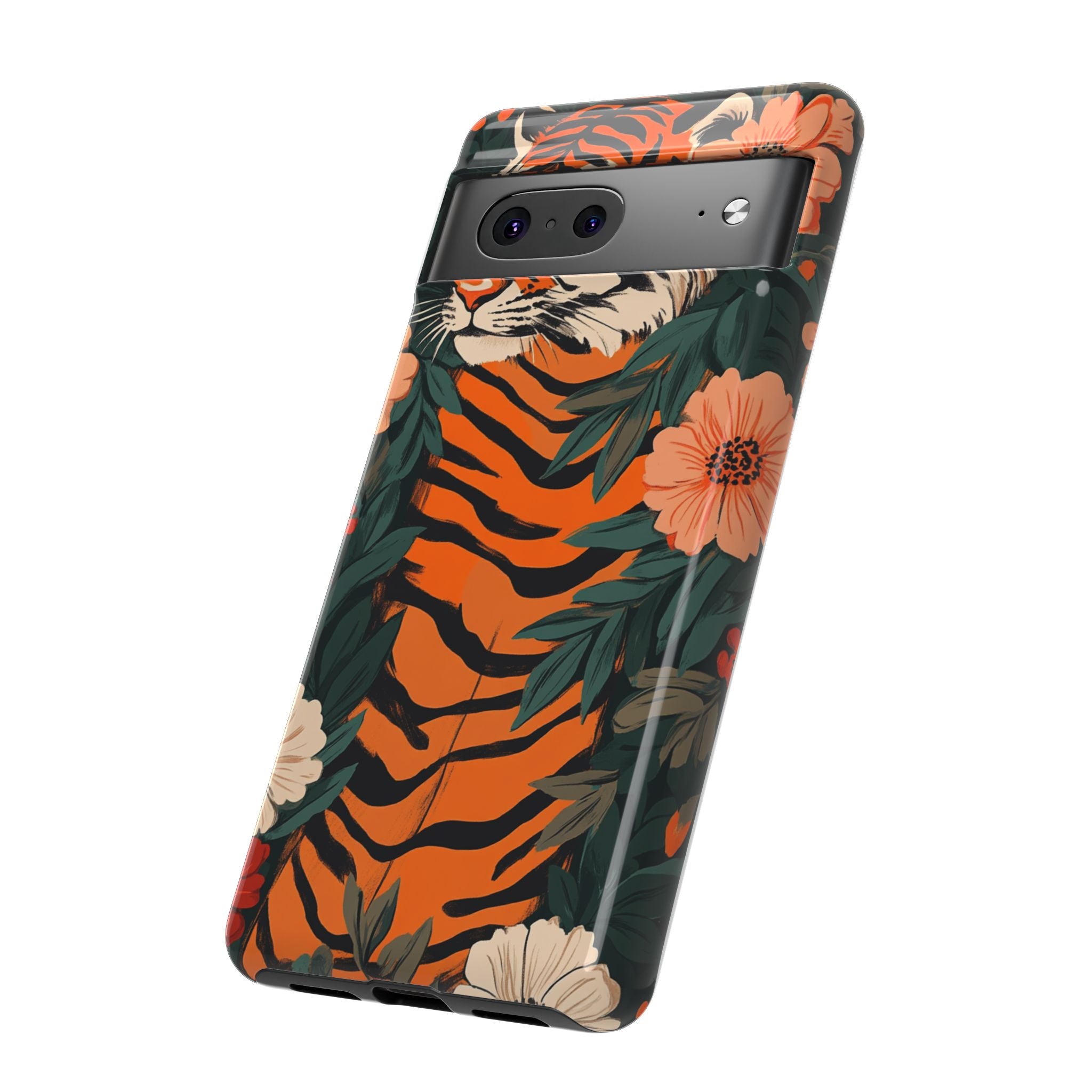 Tough Cases: Floral Tiger Phone Case