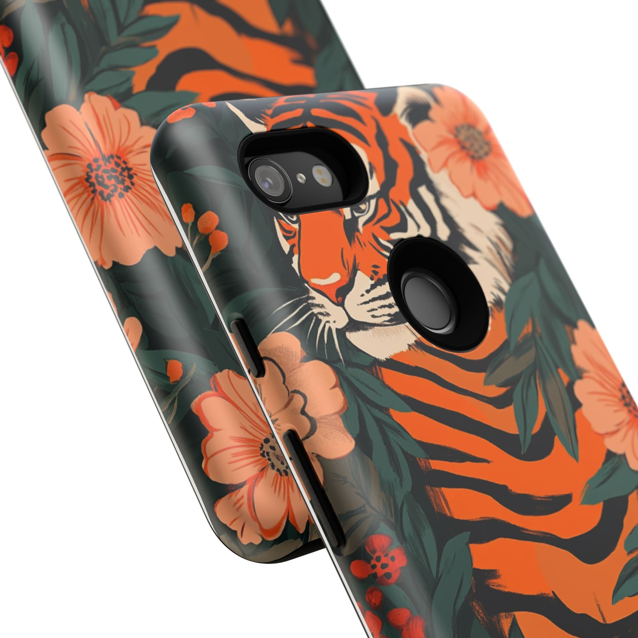 Tough Cases: Floral Tiger Phone Case
