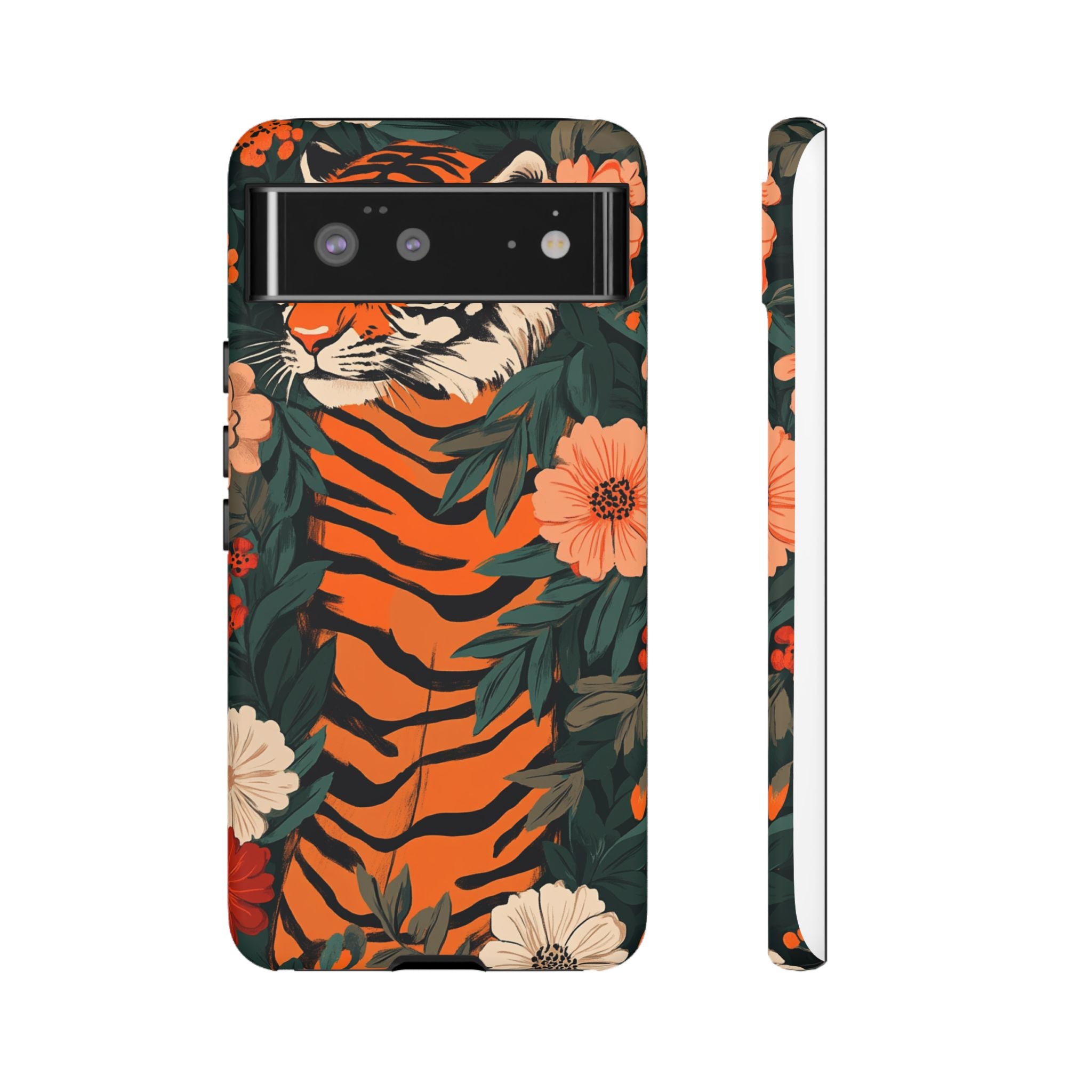 Tough Cases: Floral Tiger Phone Case