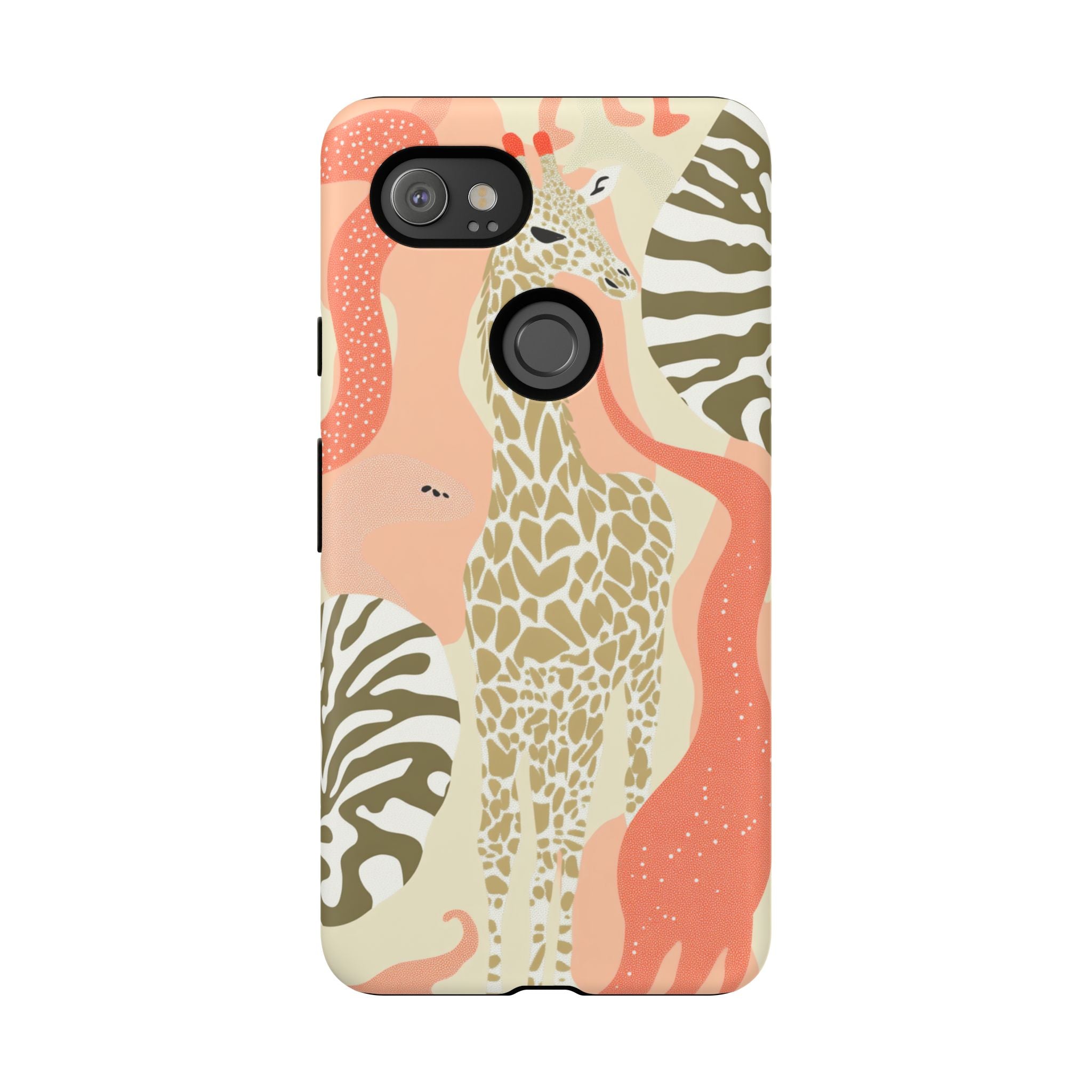 Stylish Phone Case with Giraffe and Abstract Design