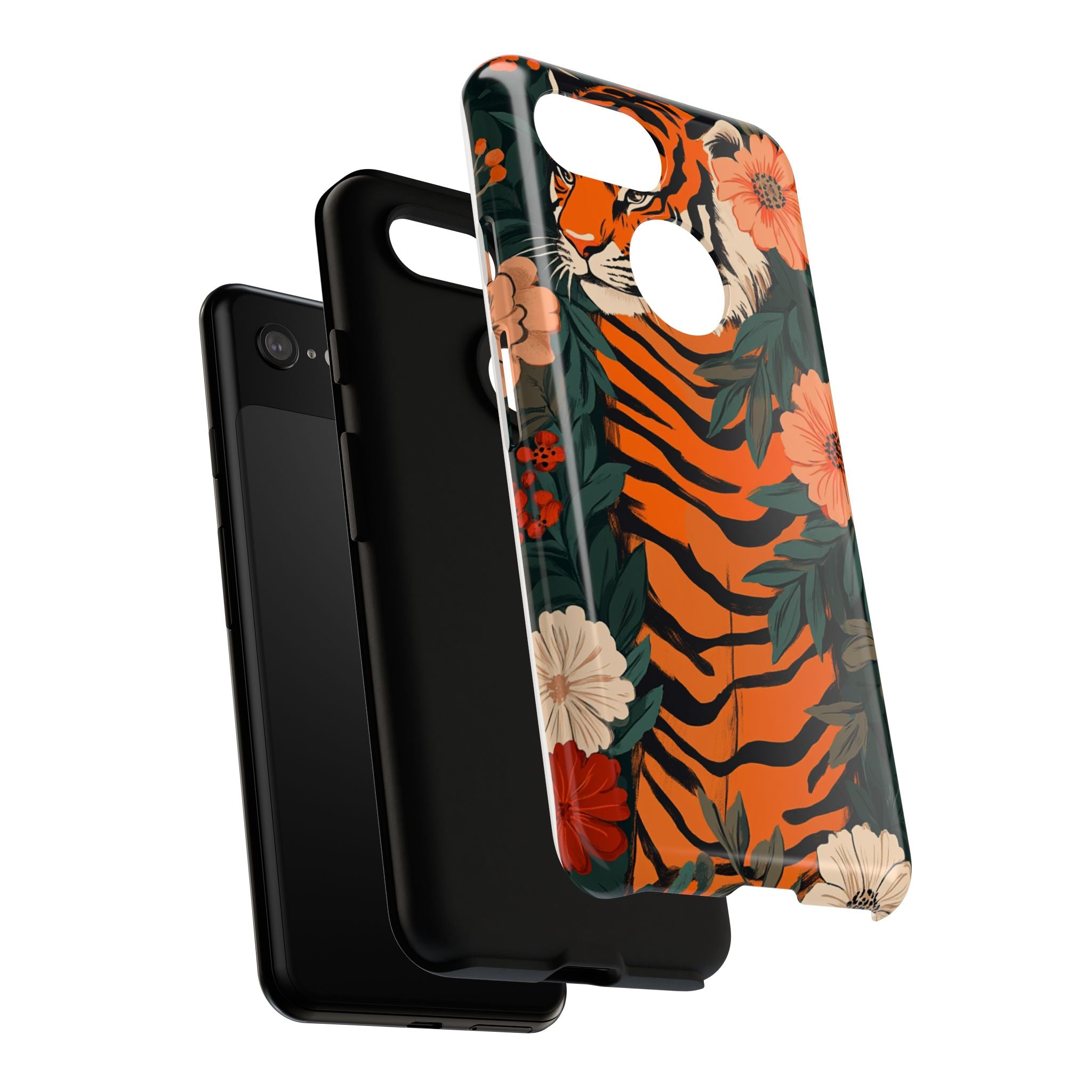 Tough Cases: Floral Tiger Phone Case