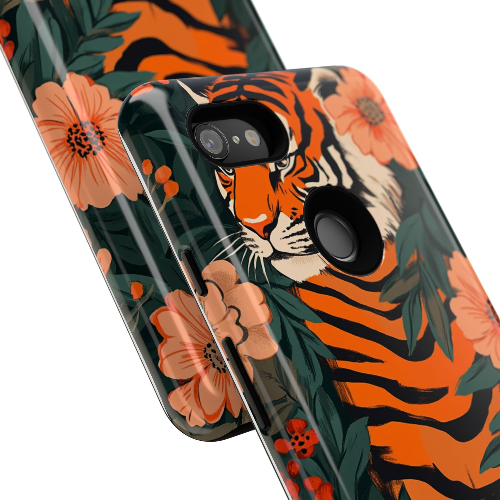 Tough Cases: Floral Tiger Phone Case