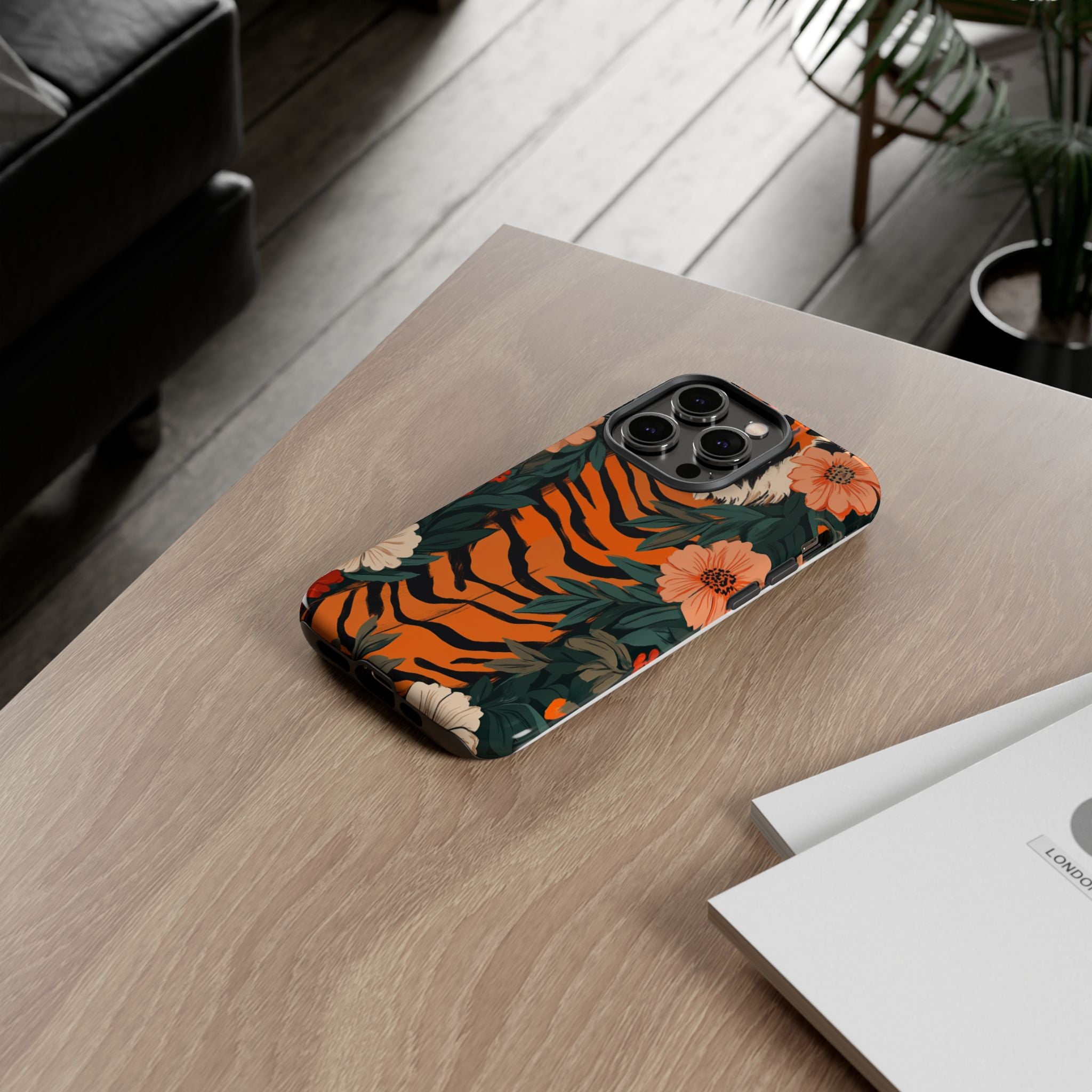 Tough Cases: Floral Tiger Phone Case