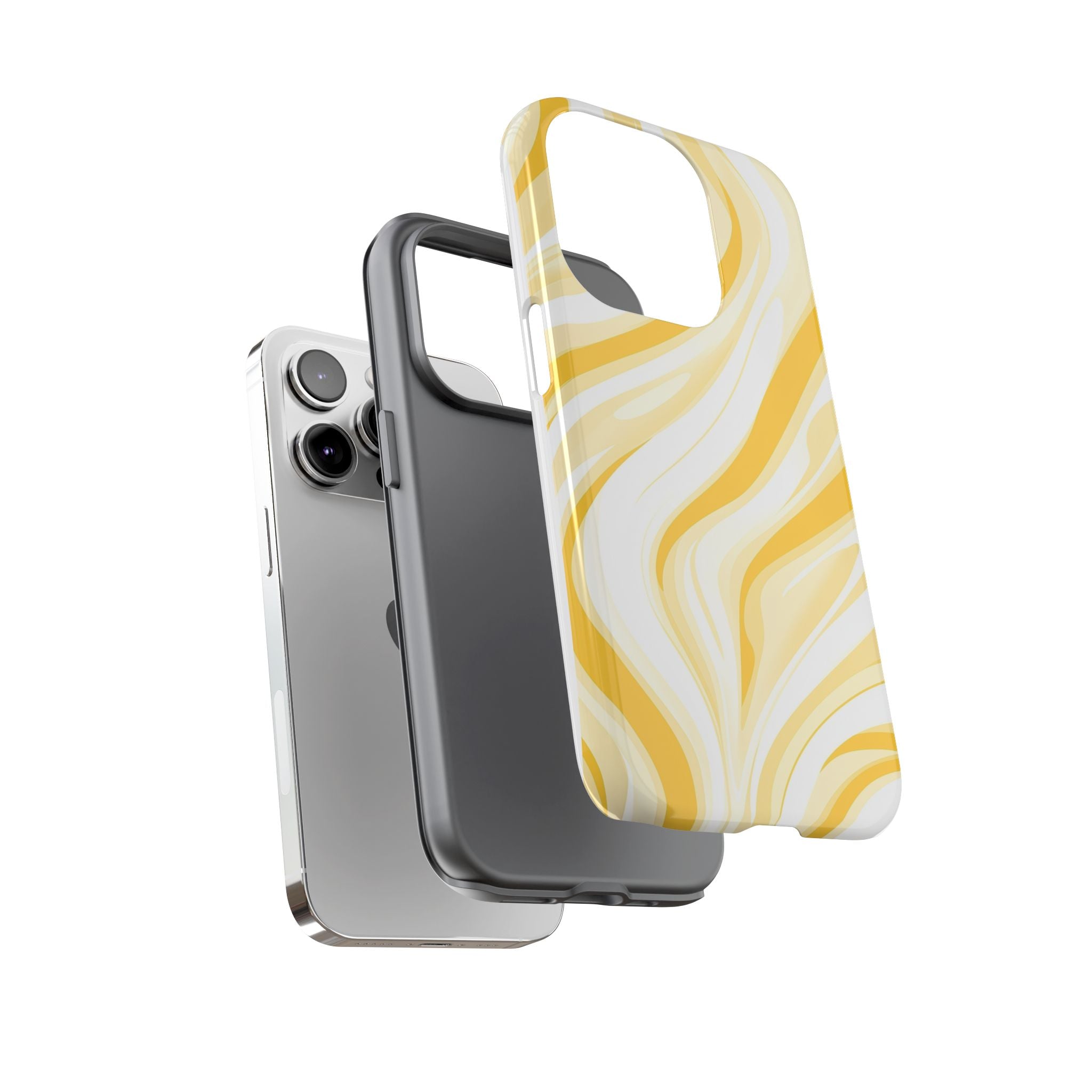 Stylish Phone Case with Yellow Marble Design