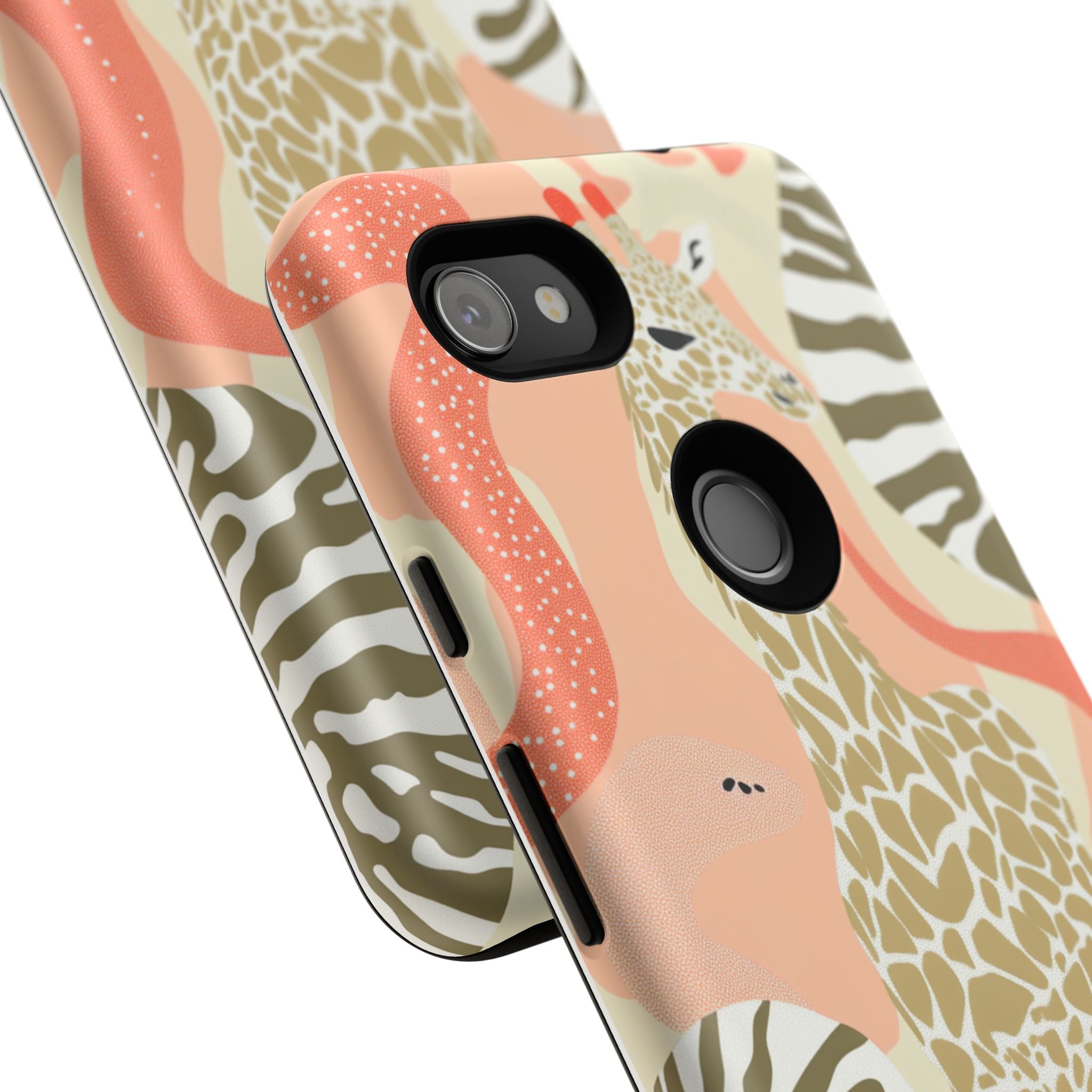 Stylish Phone Case with Giraffe and Abstract Design