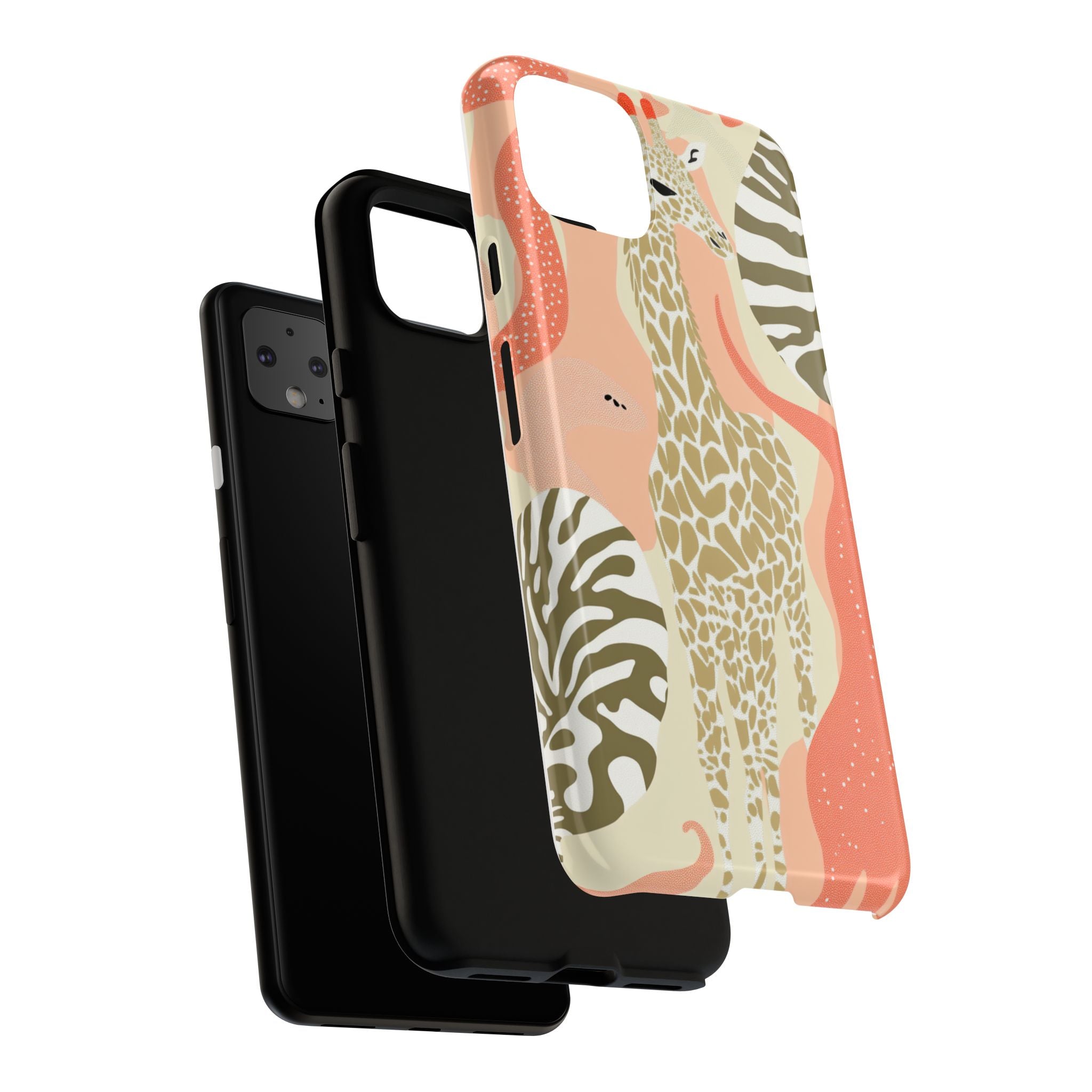 Stylish Phone Case with Giraffe and Abstract Design