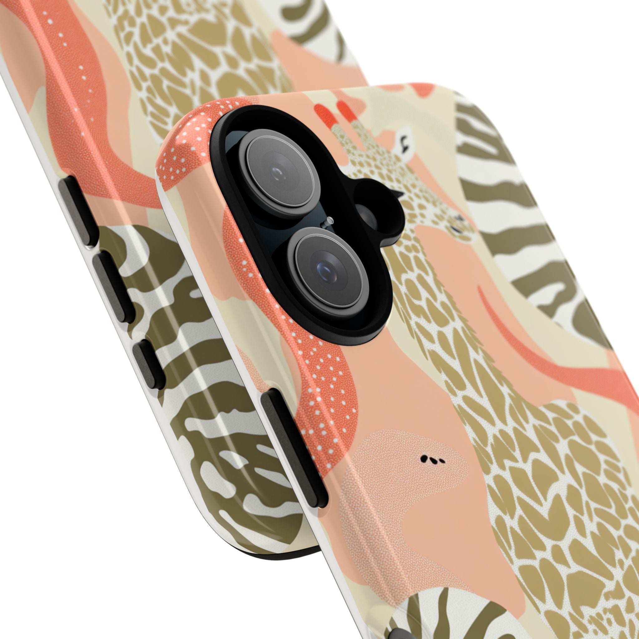 Stylish Phone Case with Giraffe and Abstract Design