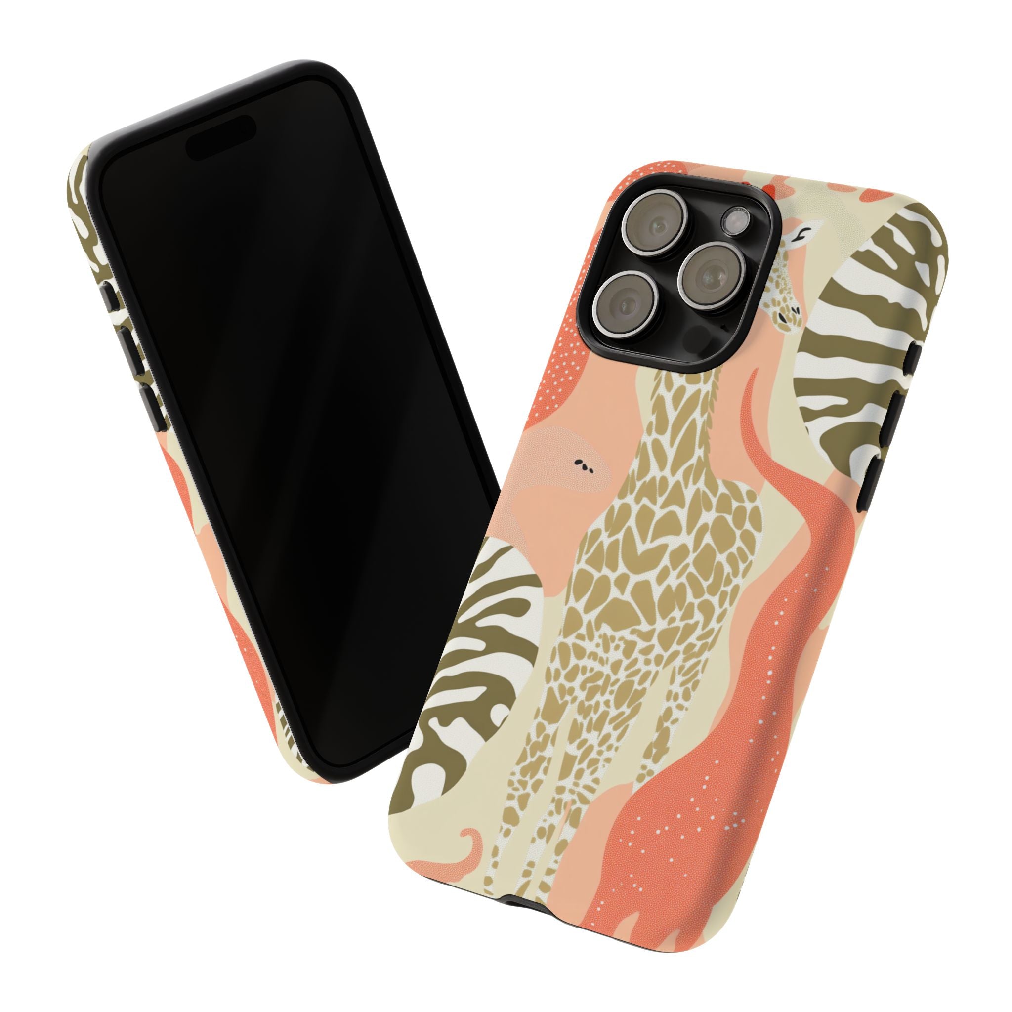 Stylish Phone Case with Giraffe and Abstract Design