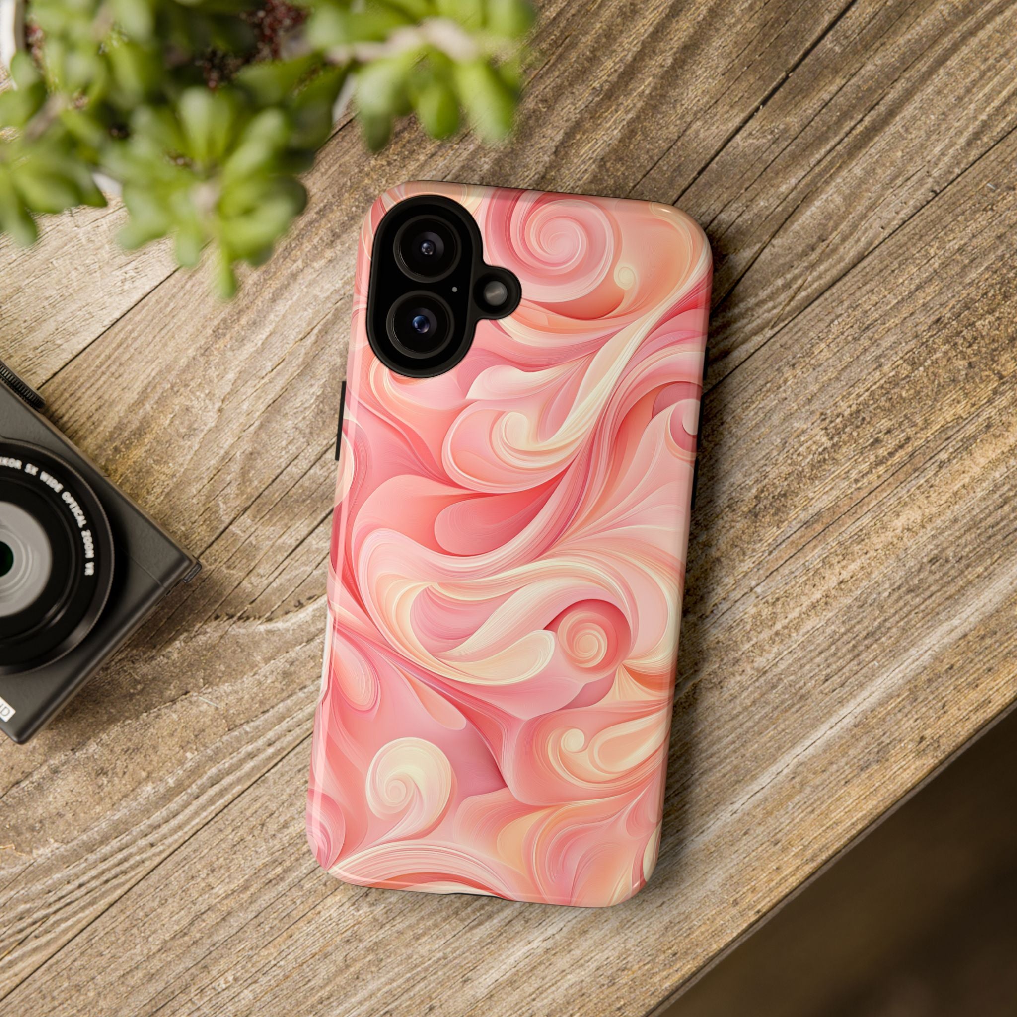 Stylish Phone Case - Tough Cases with Abstract Pink Swirls