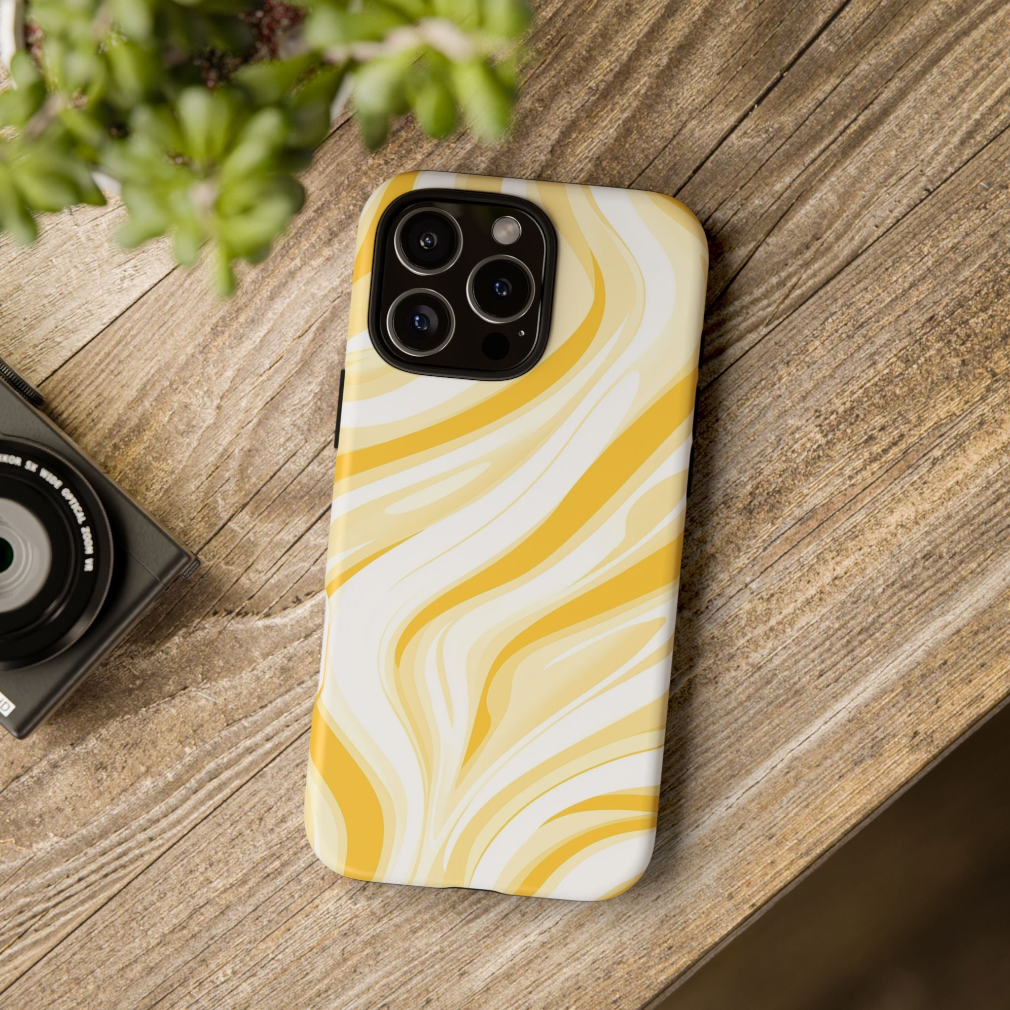 Stylish Phone Case with Yellow Marble Design