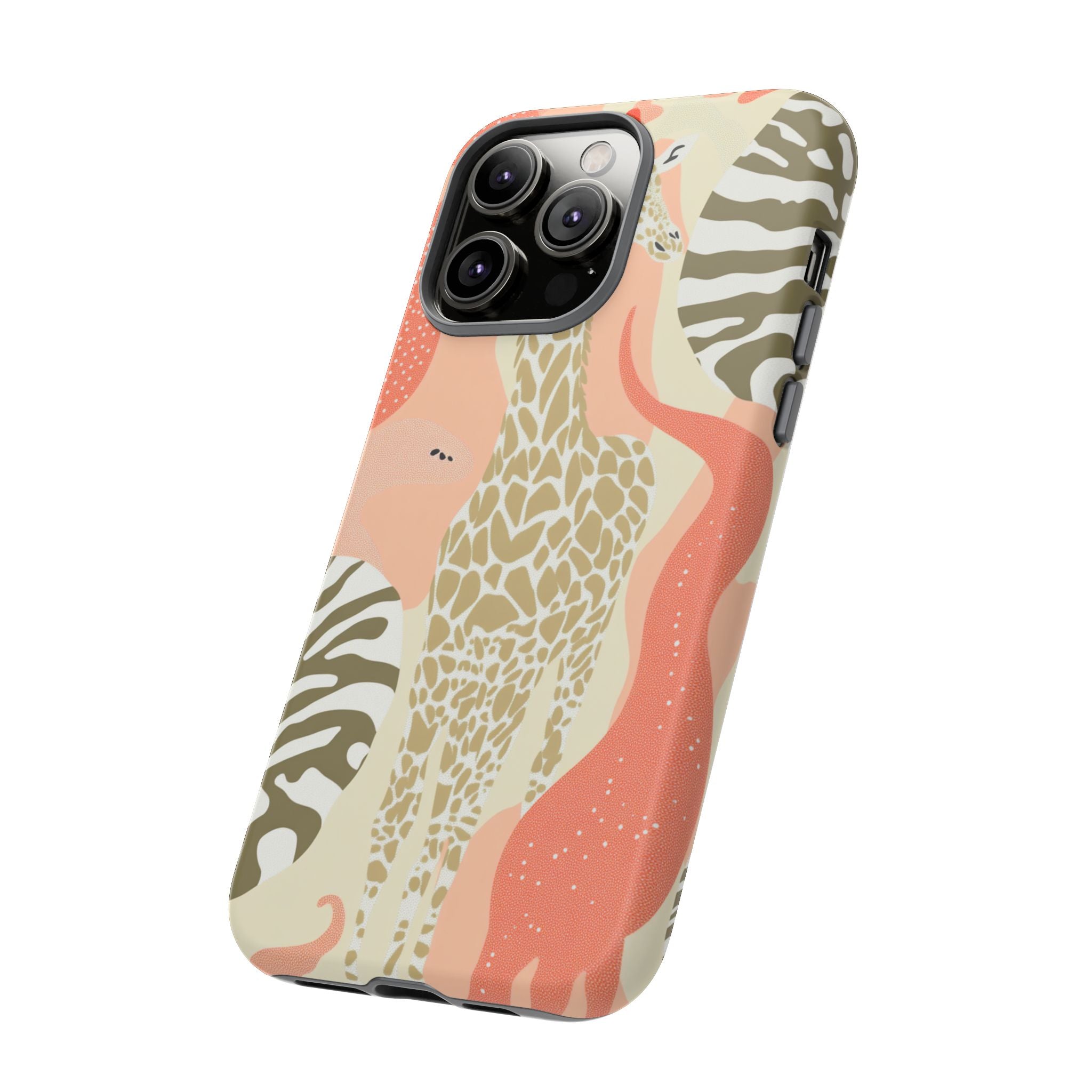 Stylish Phone Case with Giraffe and Abstract Design