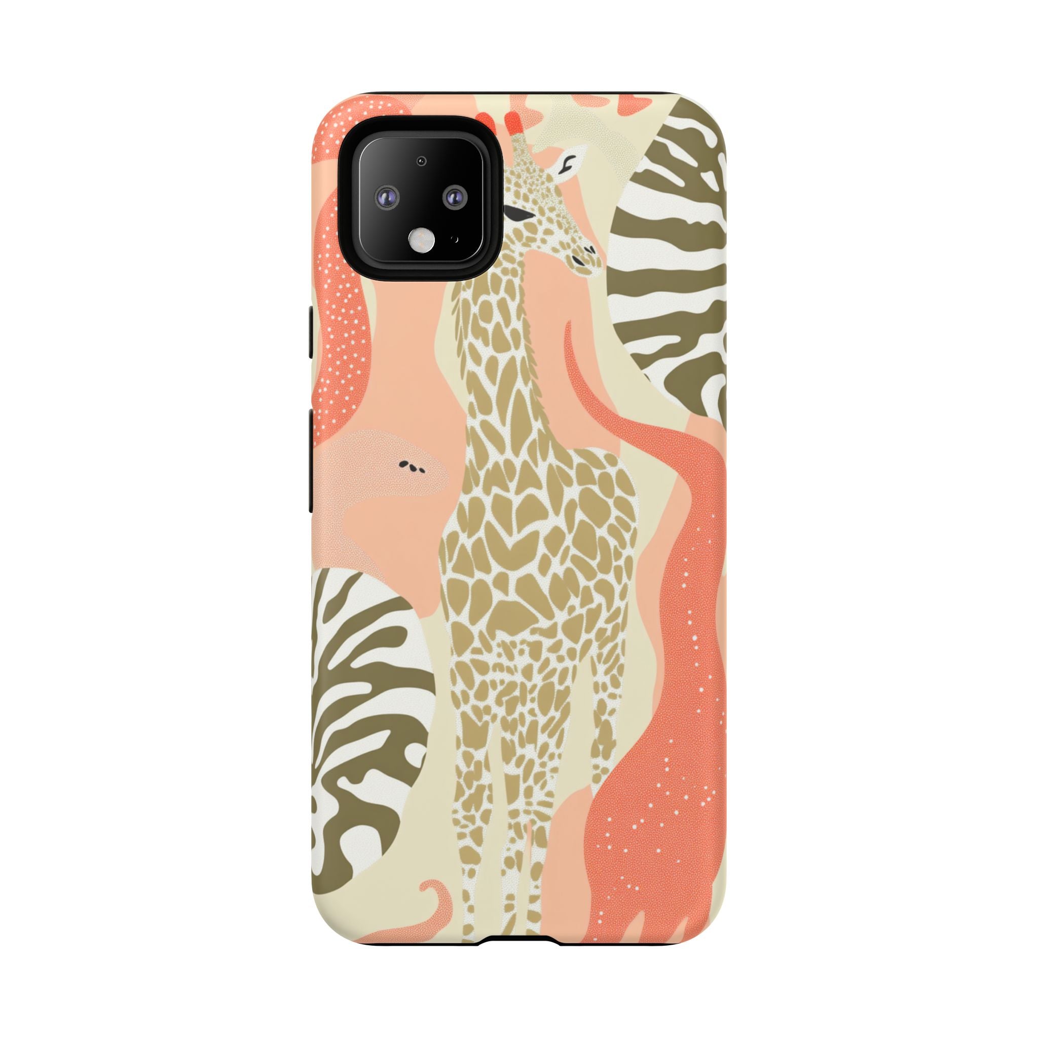 Stylish Phone Case with Giraffe and Abstract Design