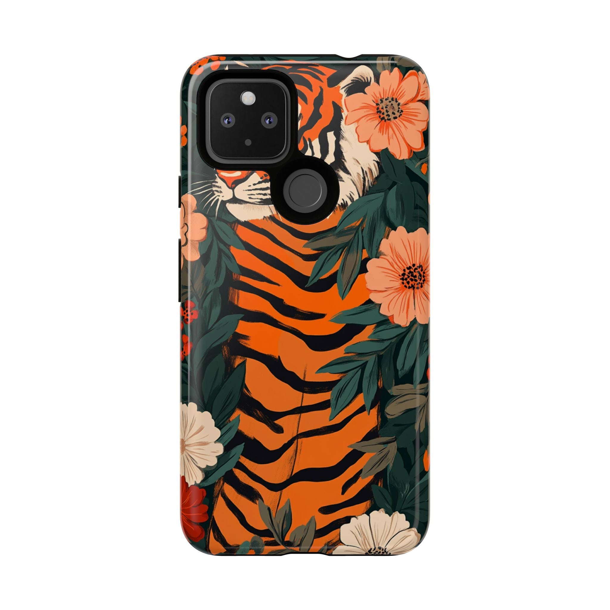 Tough Cases: Floral Tiger Phone Case