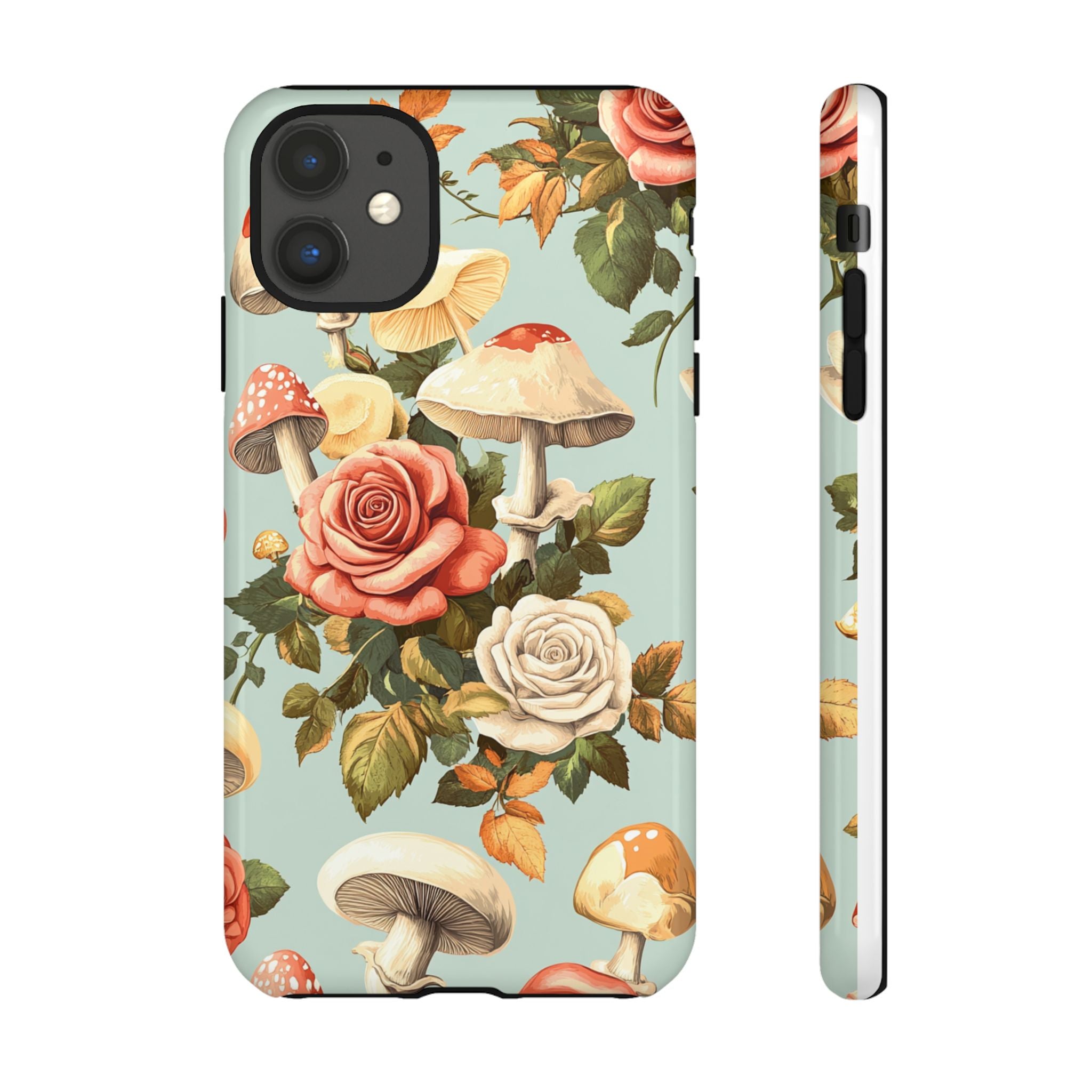 Floral Phone Case - Tough Cases with Mushroom and Rose