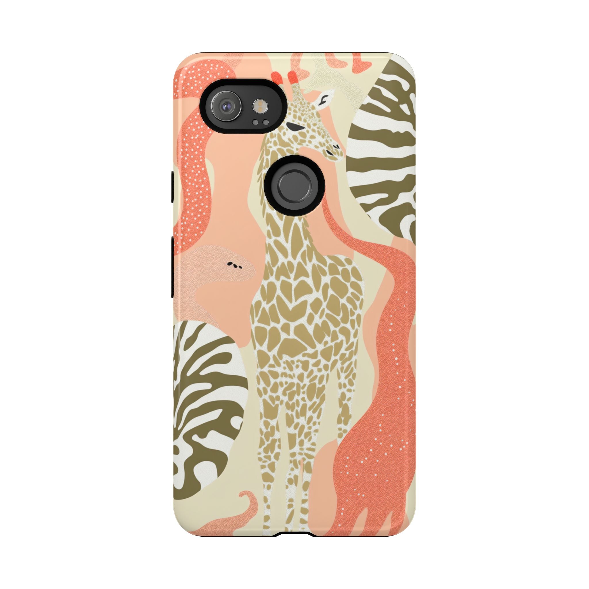 Stylish Phone Case with Giraffe and Abstract Design