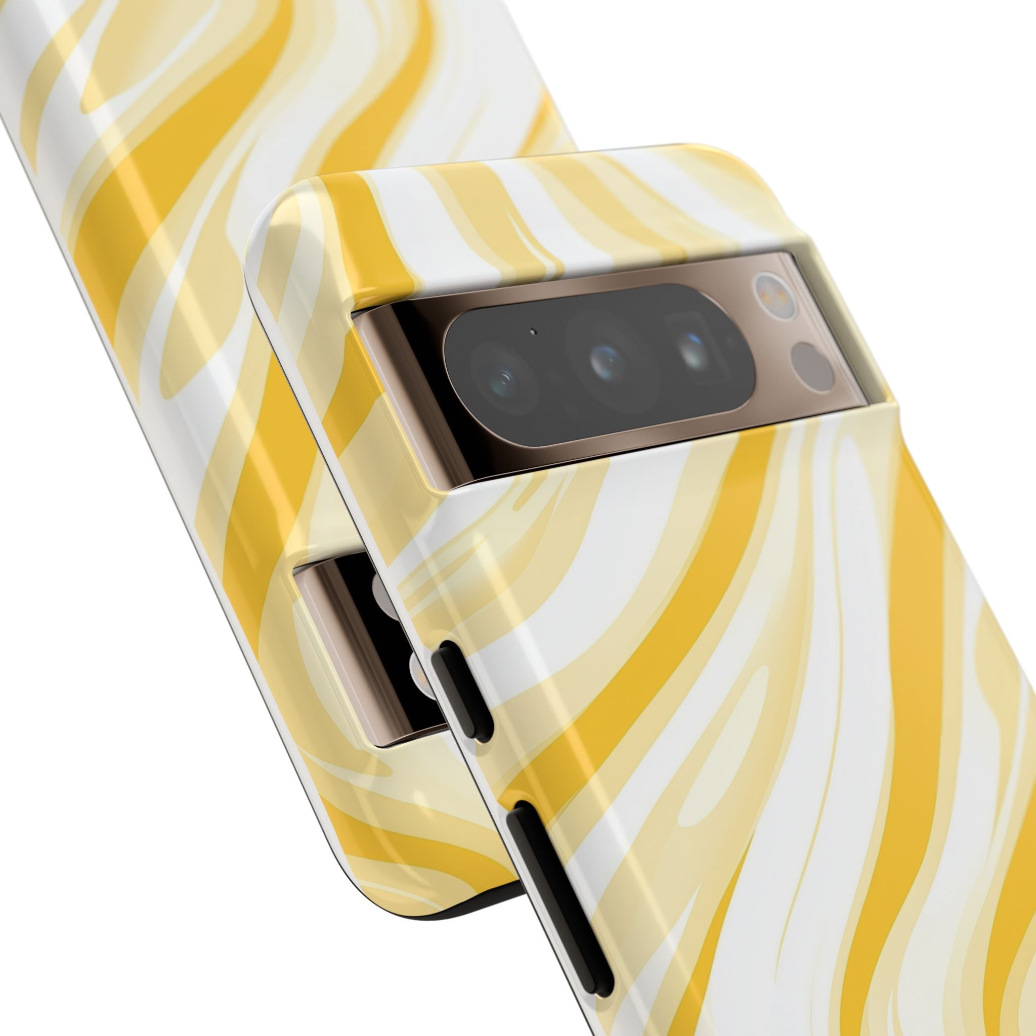 Stylish Phone Case with Yellow Marble Design