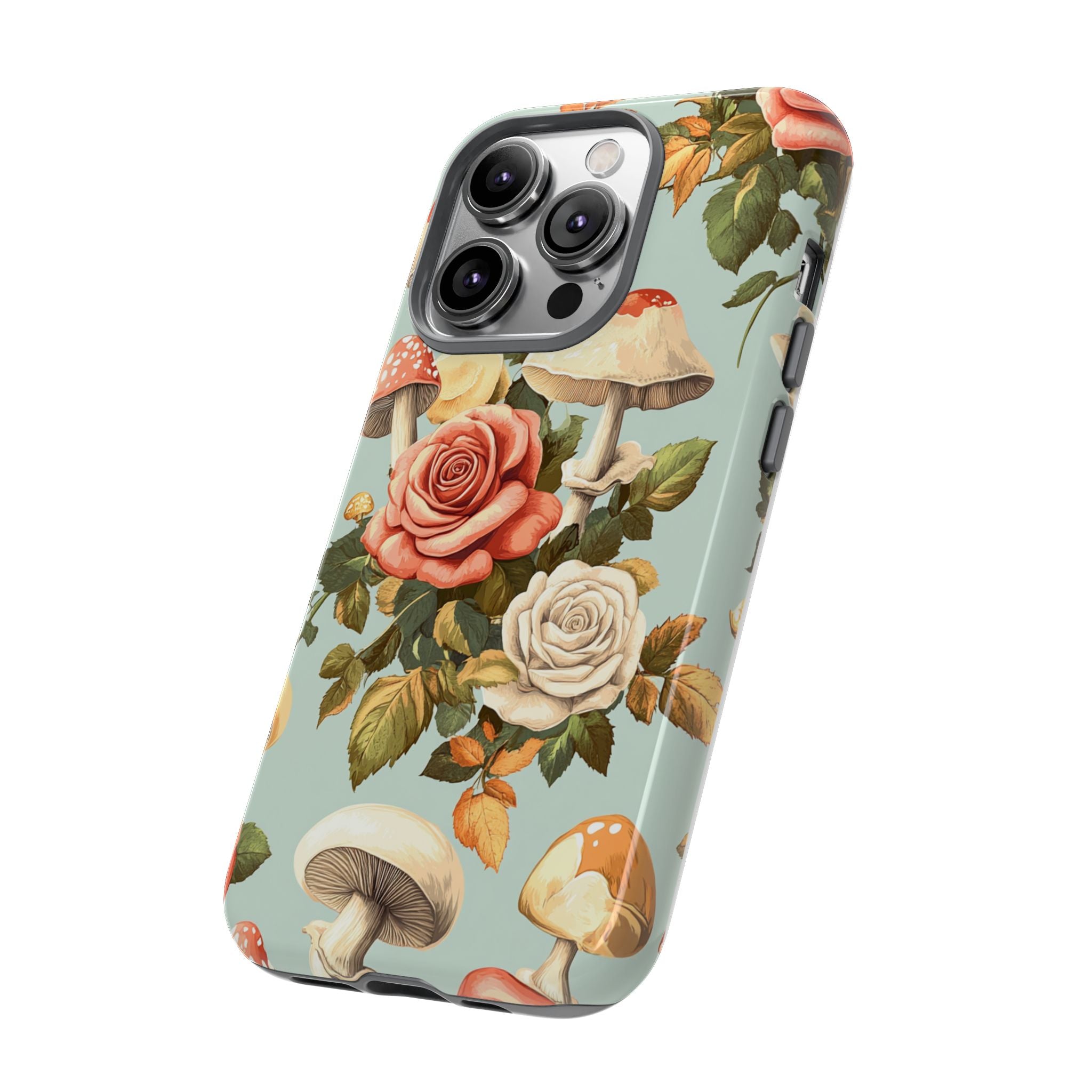 Floral Phone Case - Tough Cases with Mushroom and Rose