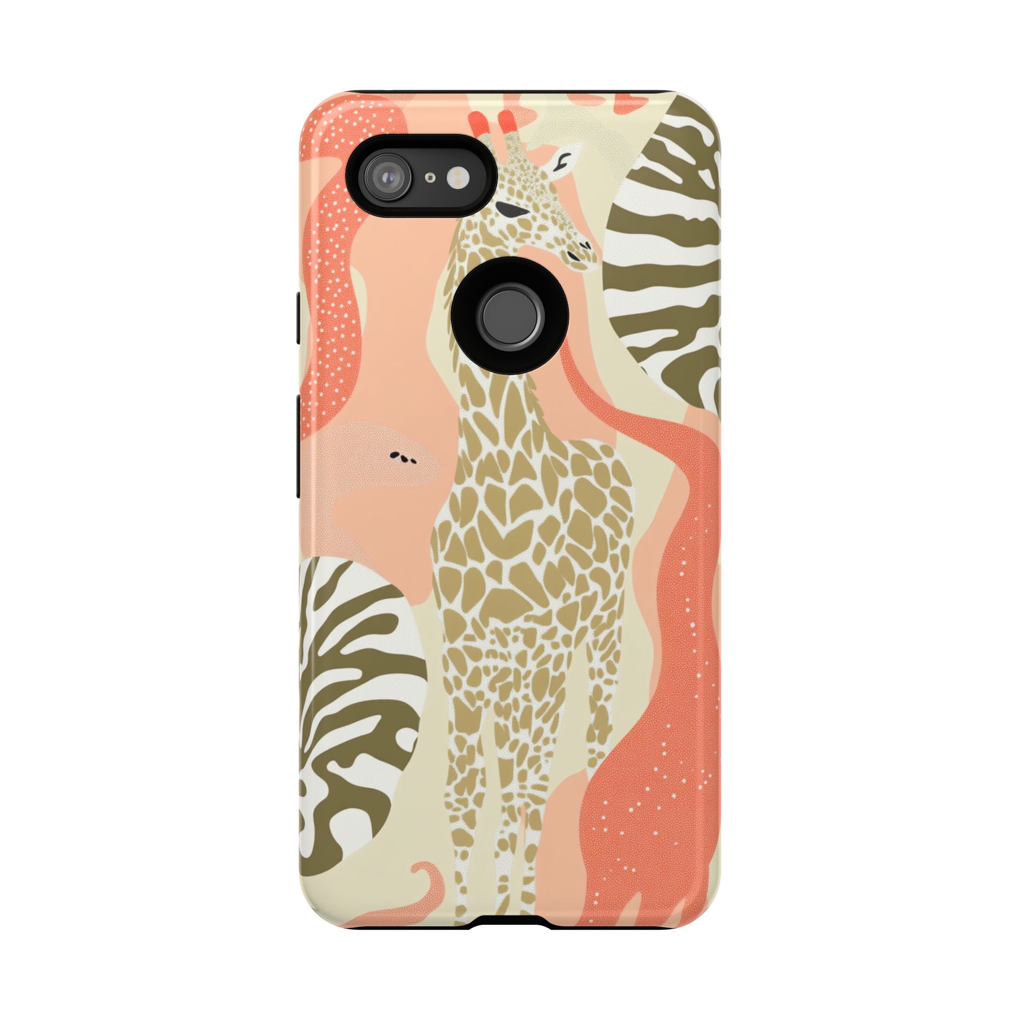 Stylish Phone Case with Giraffe and Abstract Design