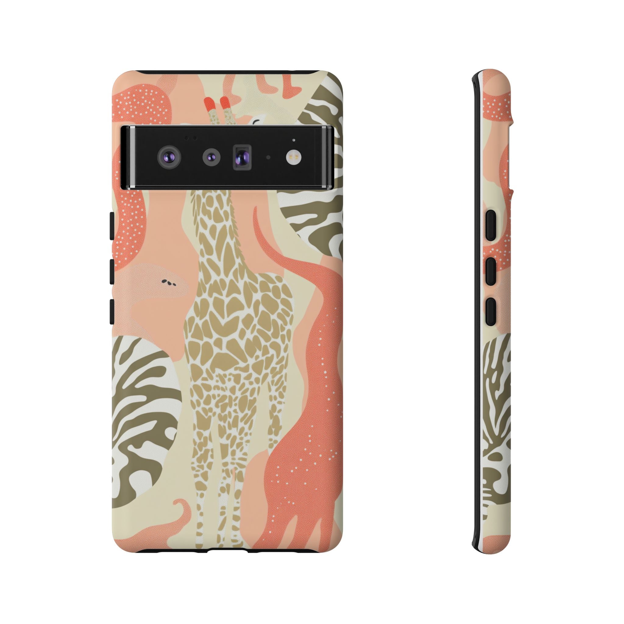 Stylish Phone Case with Giraffe and Abstract Design