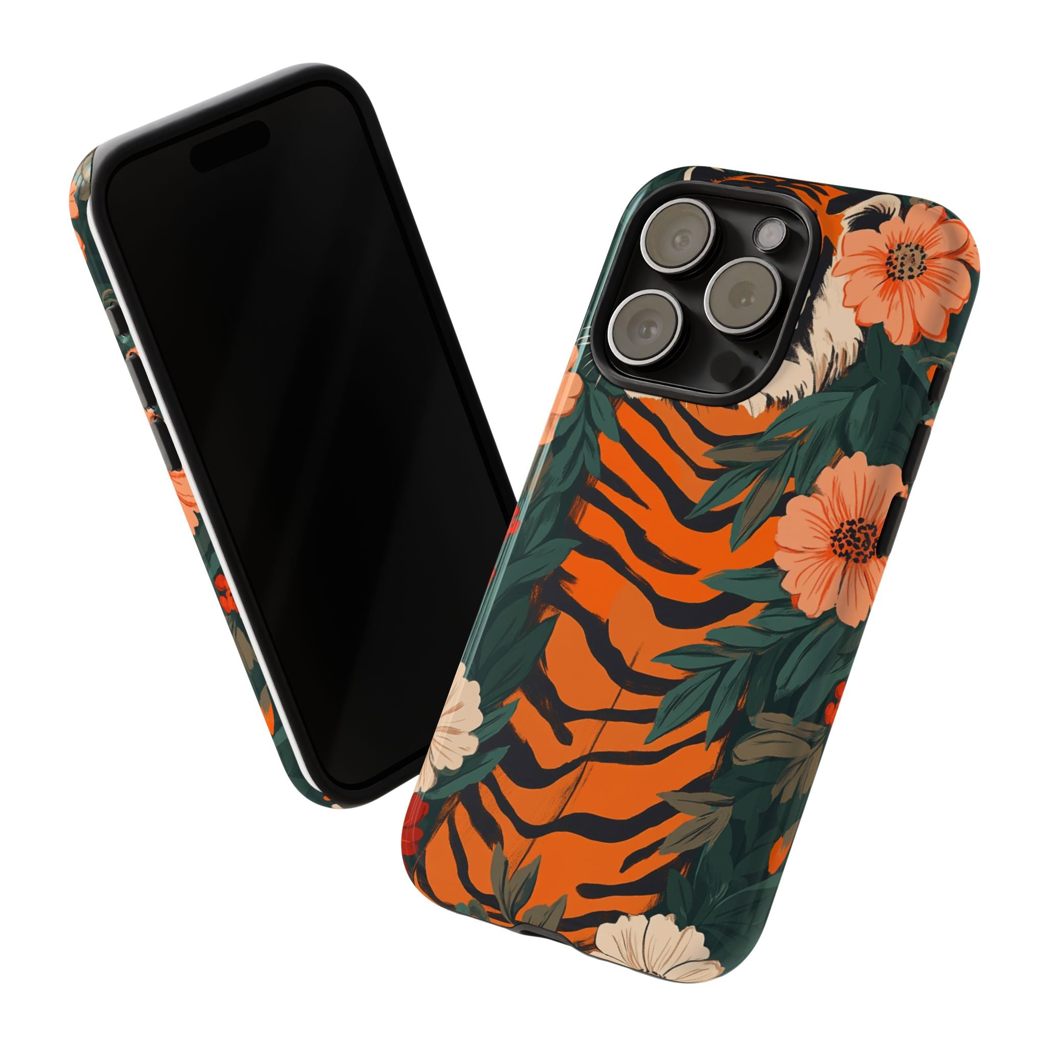 Tough Cases: Floral Tiger Phone Case