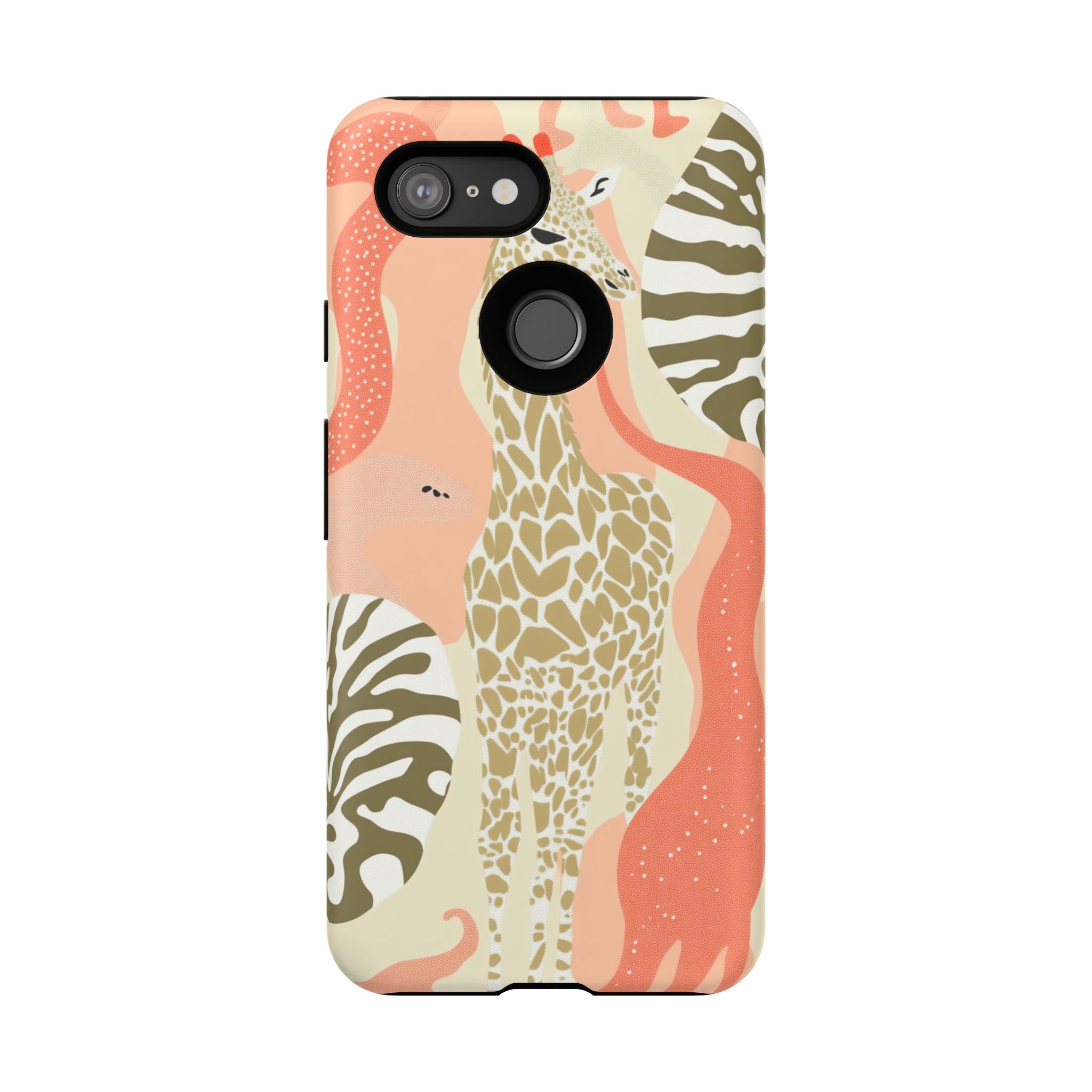 Stylish Phone Case with Giraffe and Abstract Design