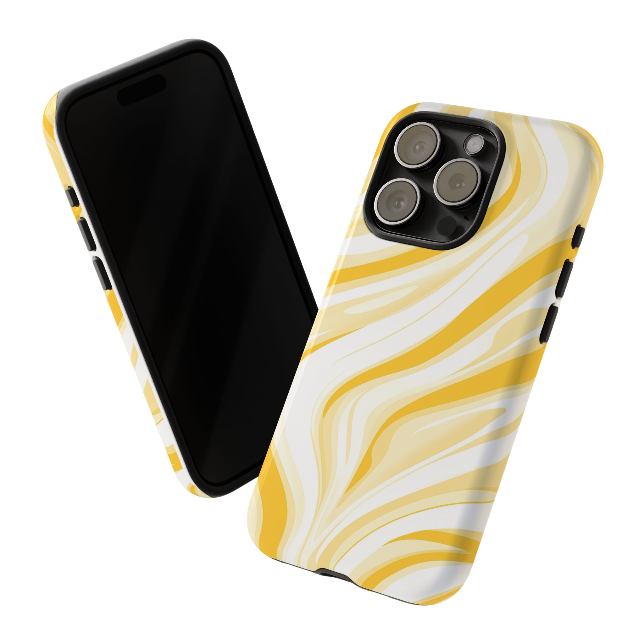 Stylish Phone Case with Yellow Marble Design