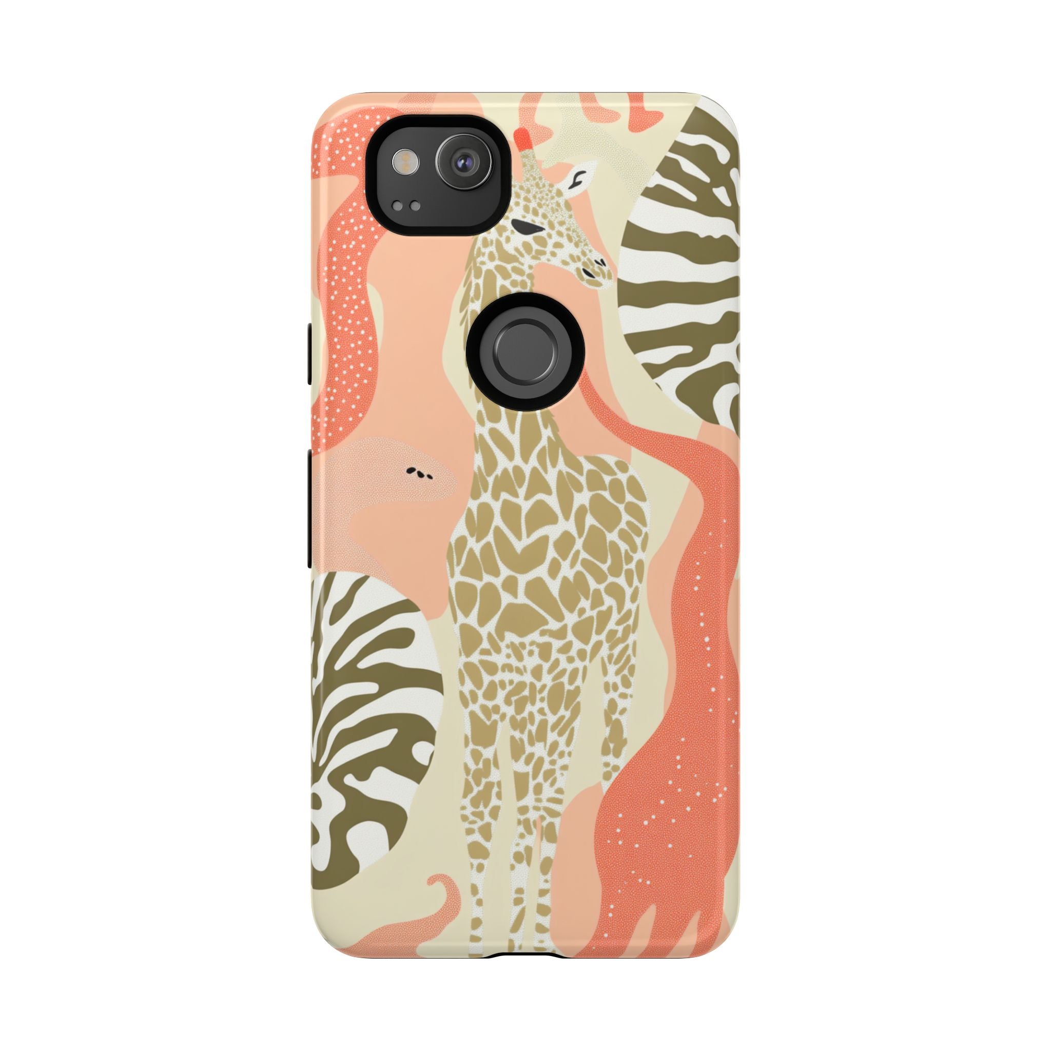 Stylish Phone Case with Giraffe and Abstract Design