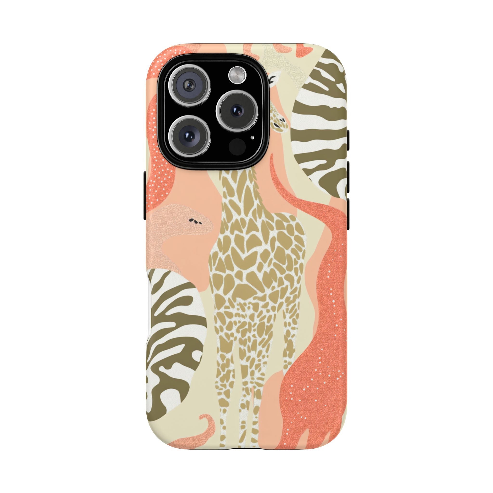 Stylish Phone Case with Giraffe and Abstract Design