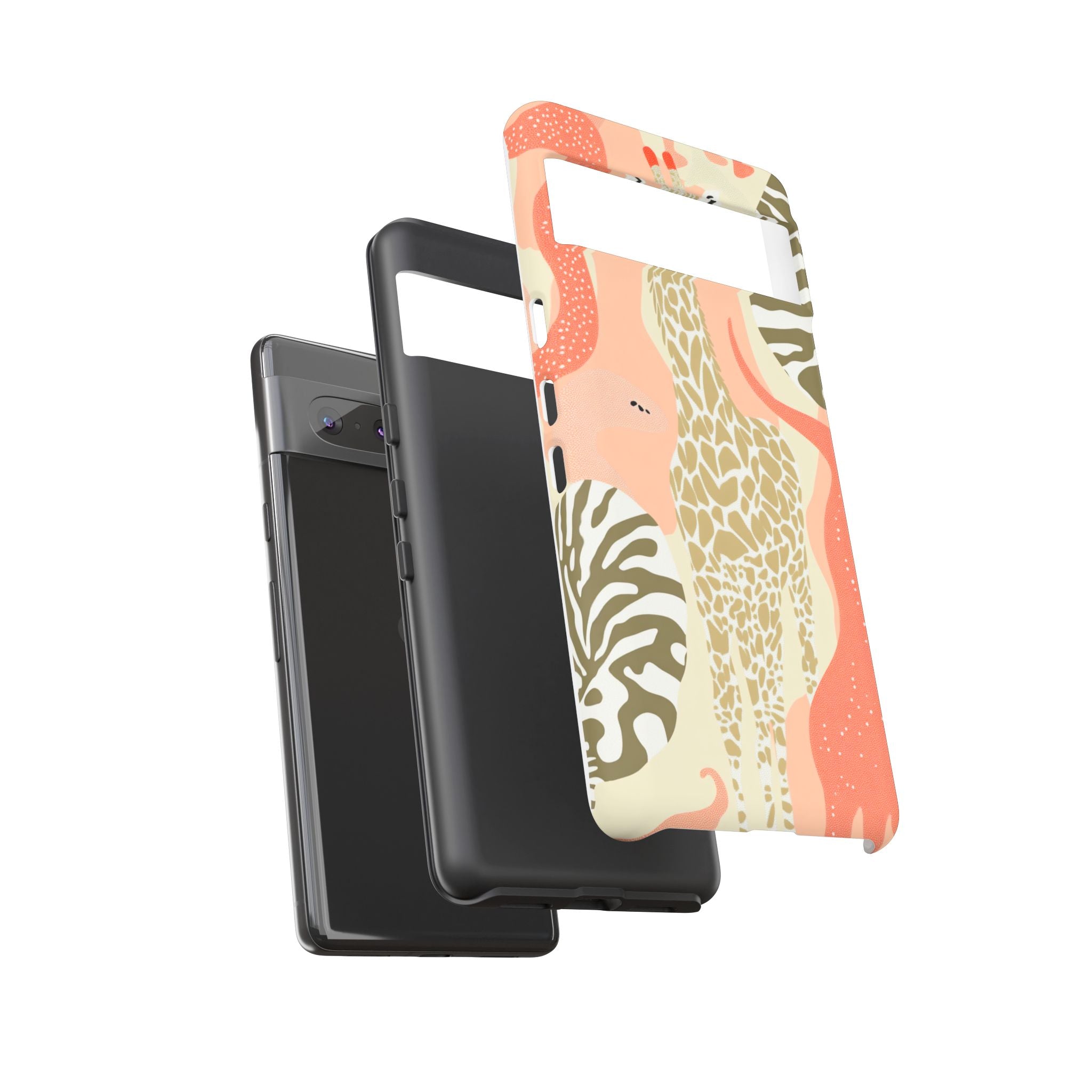 Stylish Phone Case with Giraffe and Abstract Design