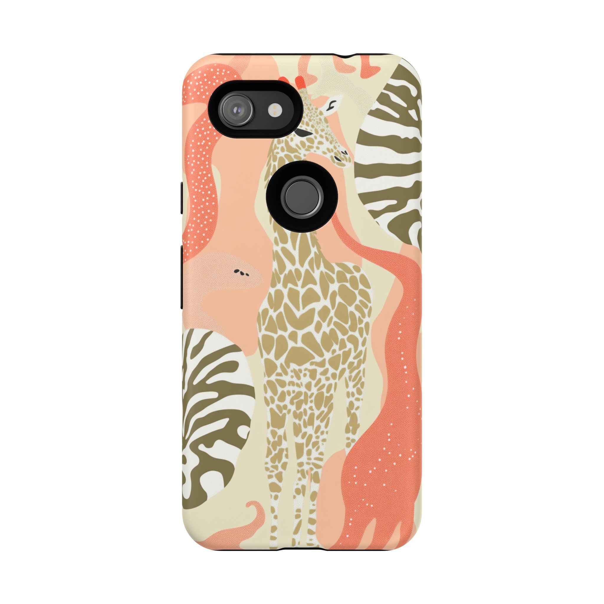 Stylish Phone Case with Giraffe and Abstract Design