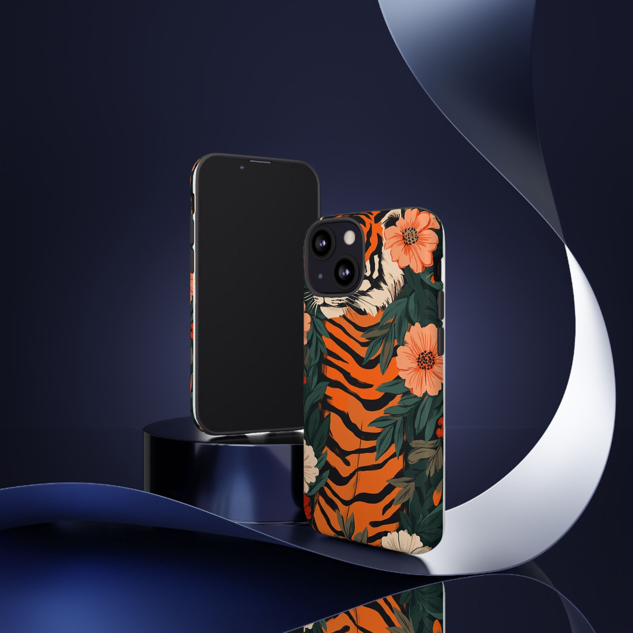 Tough Cases: Floral Tiger Phone Case