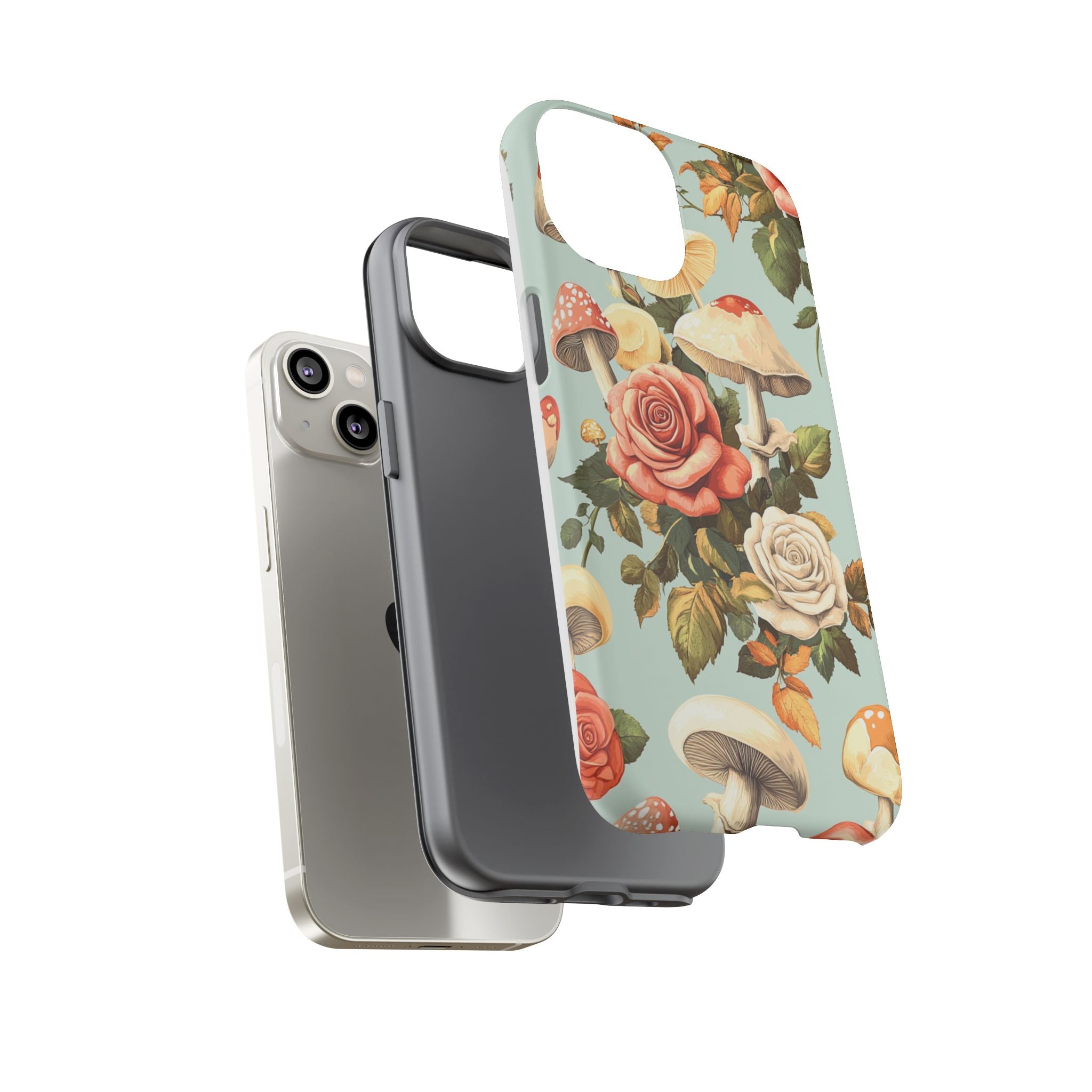 Floral Phone Case - Tough Cases with Mushroom and Rose