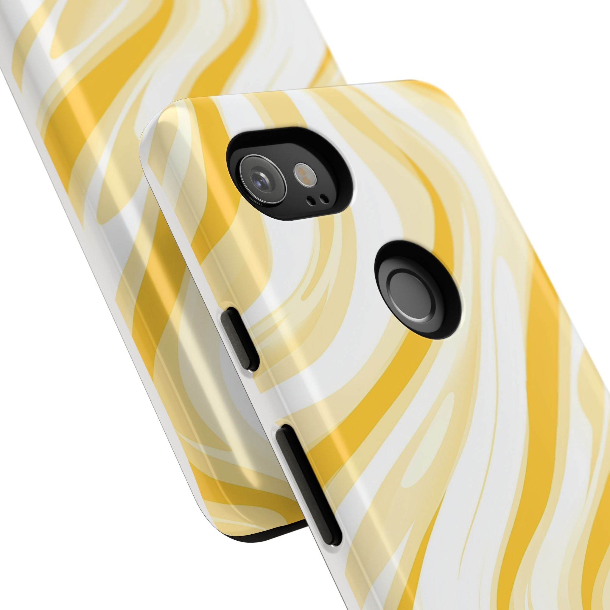 Stylish Phone Case with Yellow Marble Design