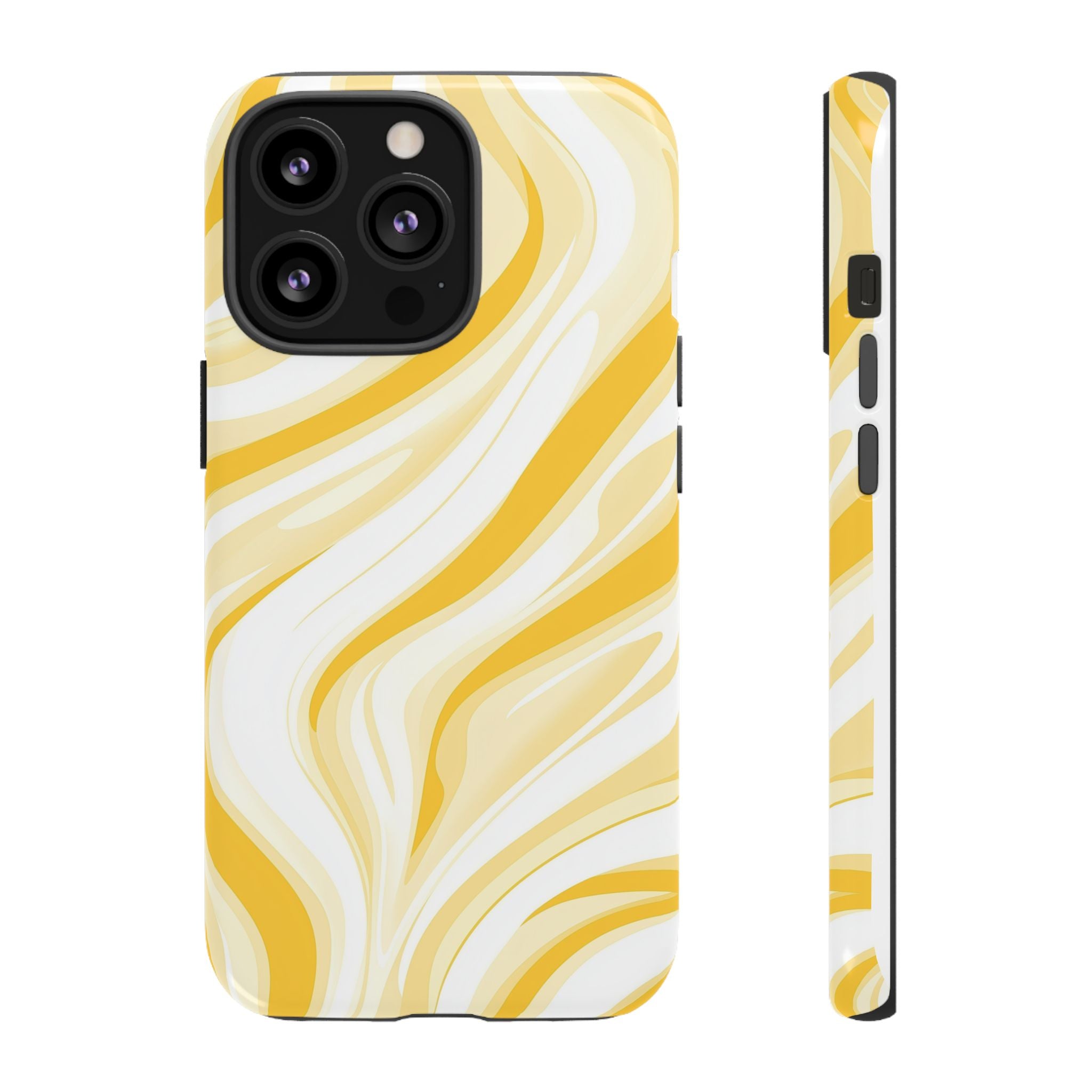 Stylish Phone Case with Yellow Marble Design