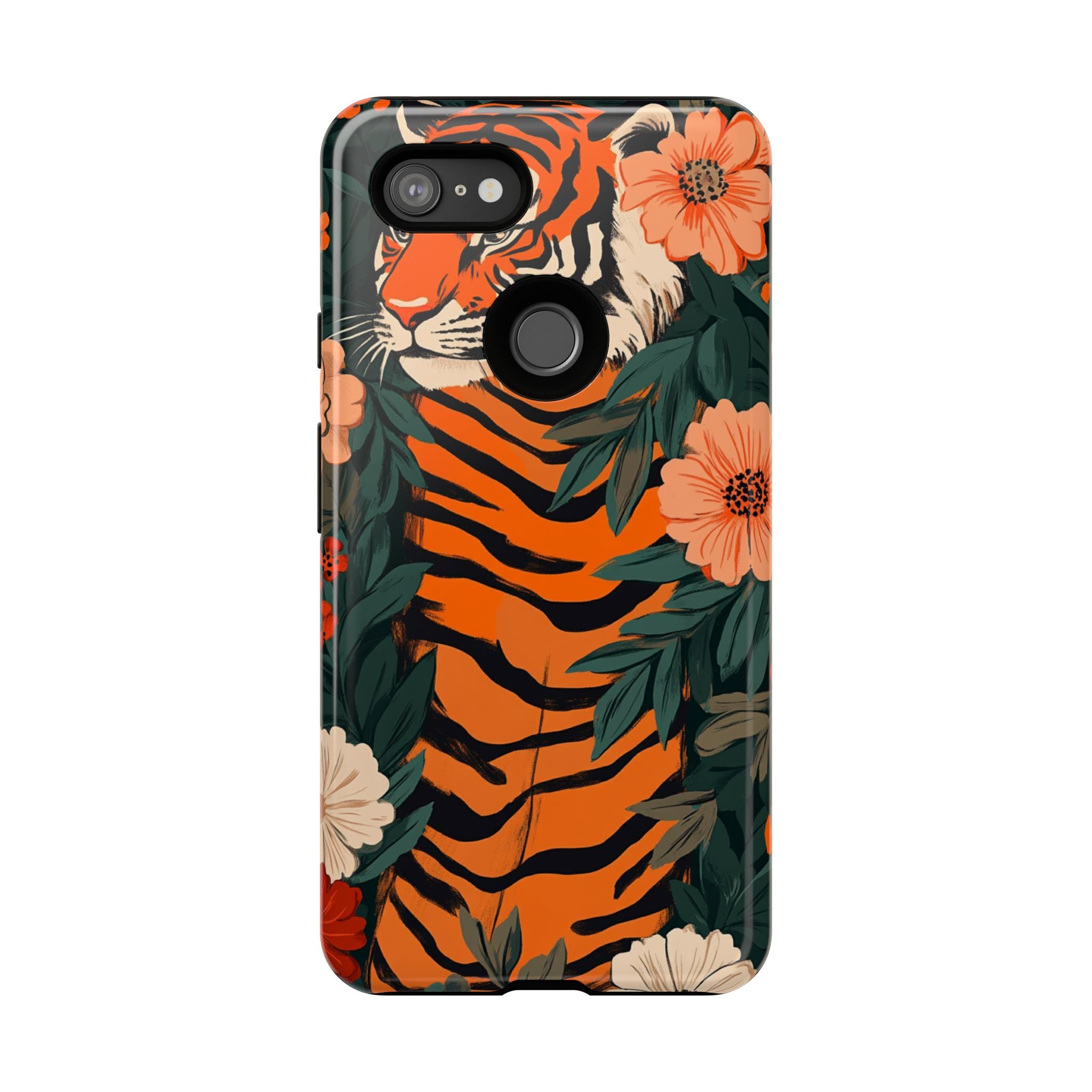 Tough Cases: Floral Tiger Phone Case